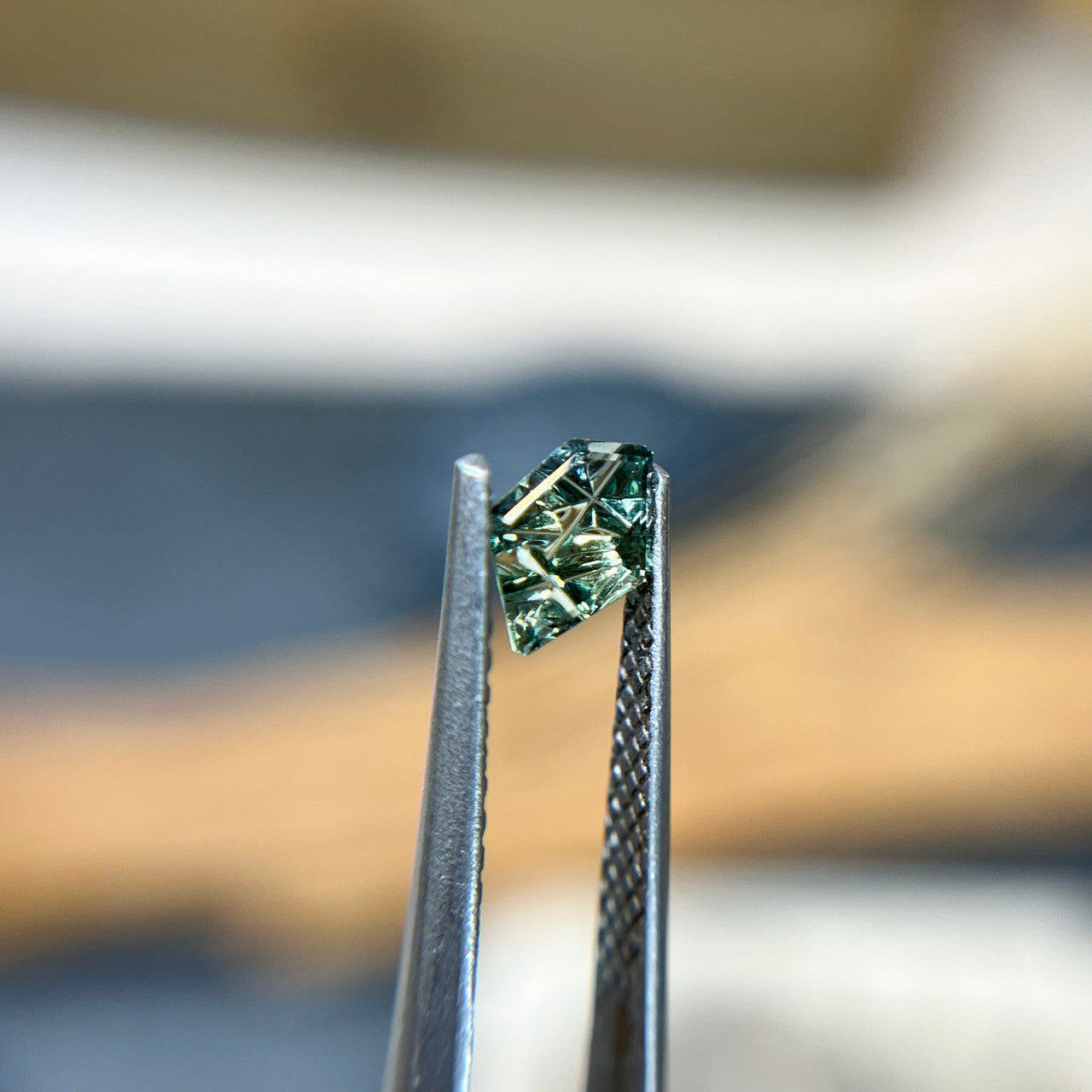 Light Blue Teal Parti Color Sapphire Dreamscape™ Cut by John Dyer