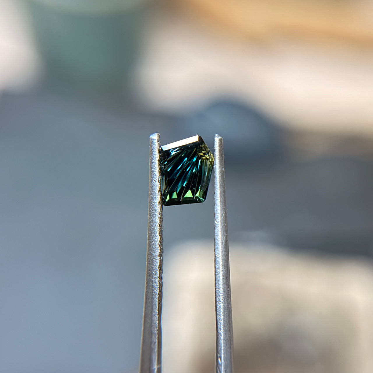 Parti Color Teal Green Australian Sapphire Freeform Dreamscape™ Cut by John Dyer