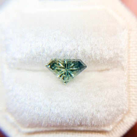Parti Color Teal Lime Green Sapphire Shield Cut Starbrite™ Cut by John Dyer
