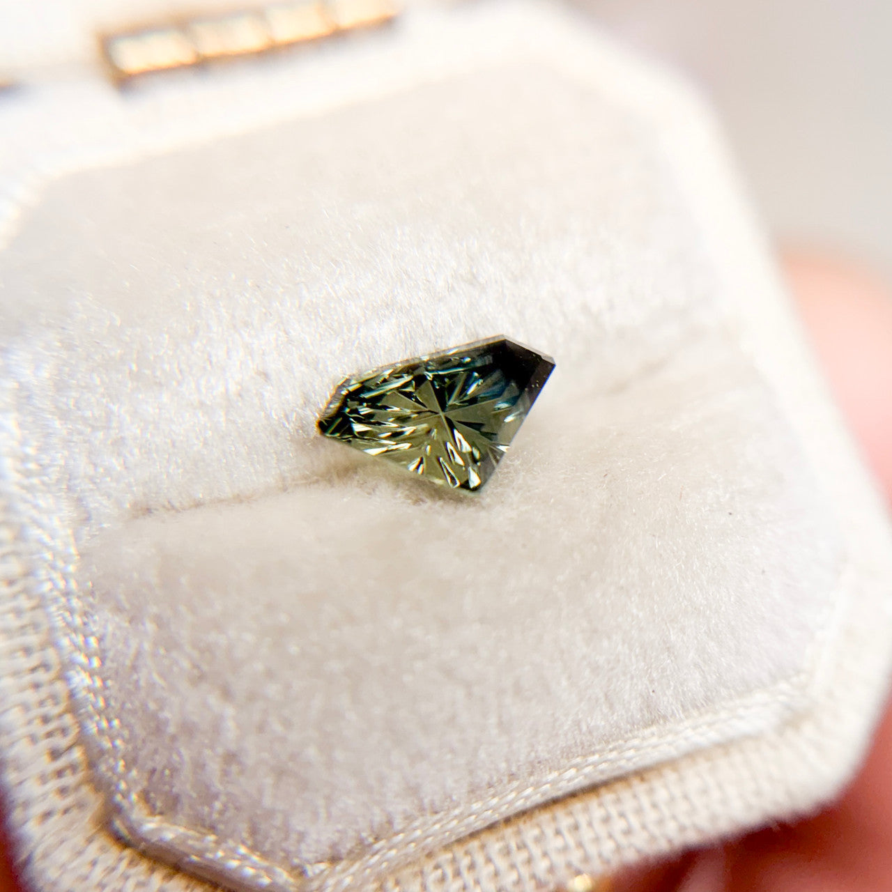 Parti Color Teal Lime Green Sapphire Shield Cut Starbrite™ Cut by John Dyer