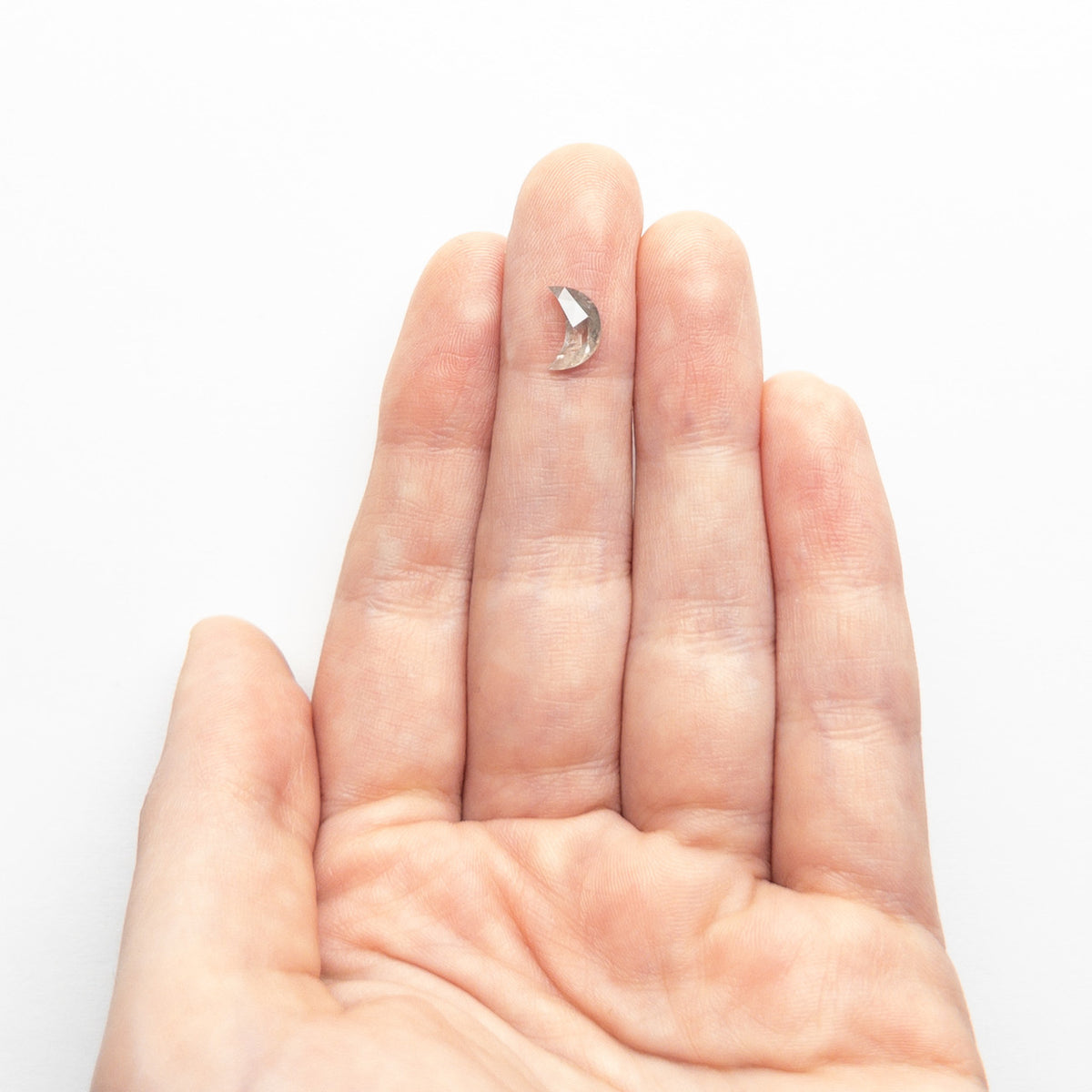 Crescent Moon Rose Cut Salt & Pepper Diamond