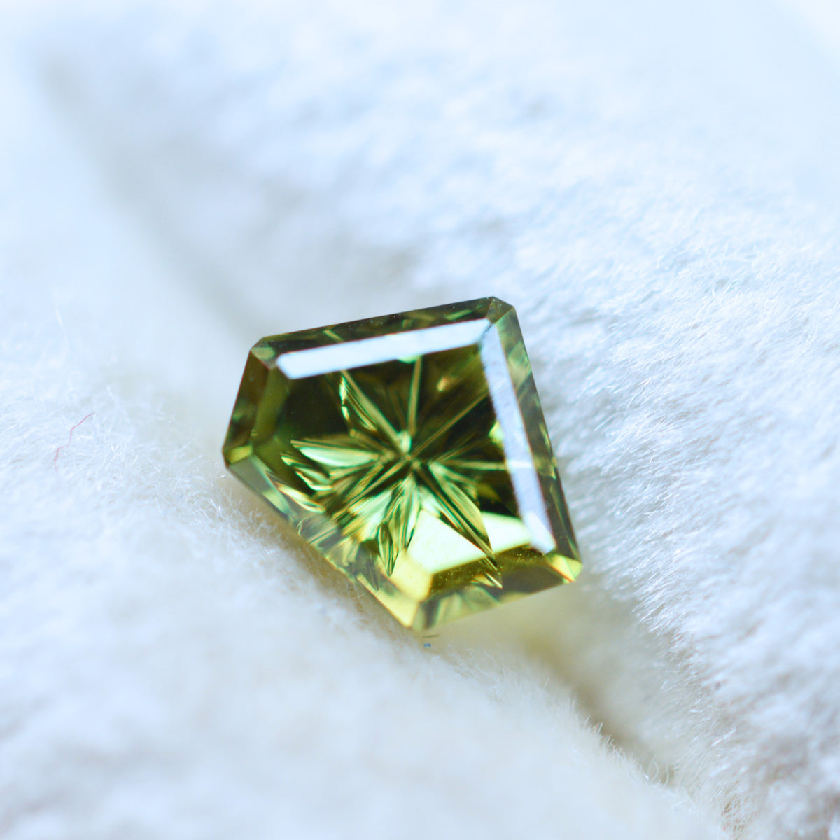 Green Lime Freeform Australian Sapphire StarBrite™ Cut by John Dyer