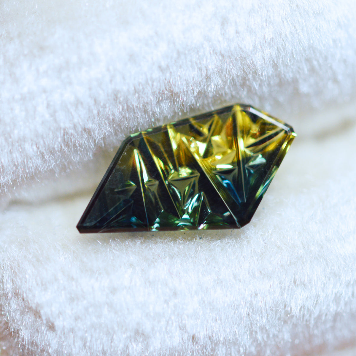 Teal Lime Parti Color Freeform Australian Sapphire Dreamscape™ Cut by  John Dyer