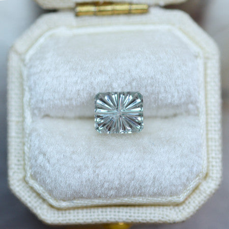 Silvery Blue Rectangular Montana Sapphire StarBrite™ Cut by John Dyer