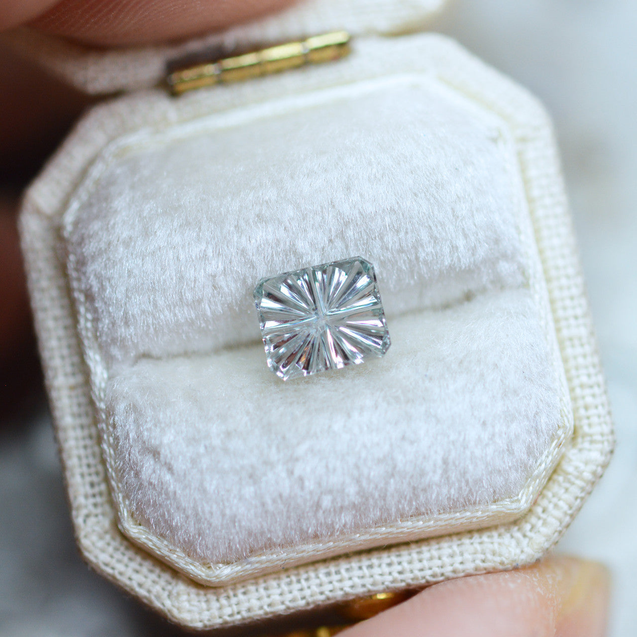 Silvery Blue Rectangular Montana Sapphire StarBrite™ Cut by John Dyer