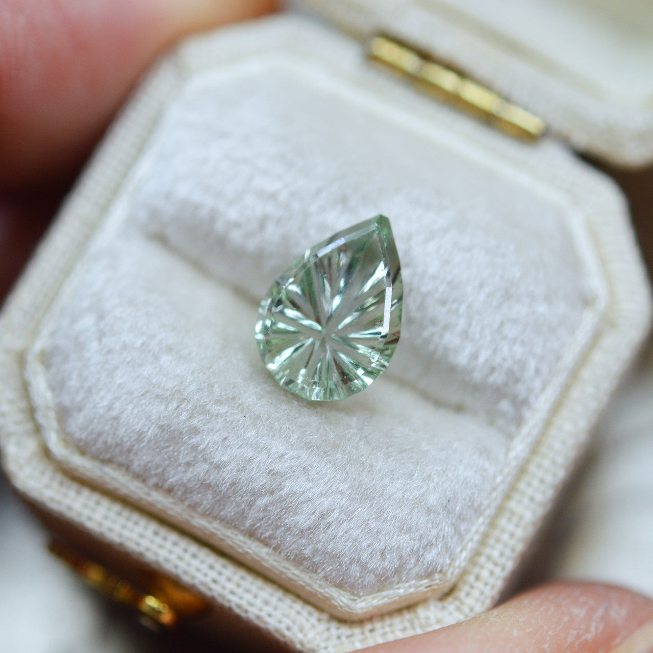 Large Teardrop Blue Green Montana Sapphire StarBrite™ Cut by  John Dyer