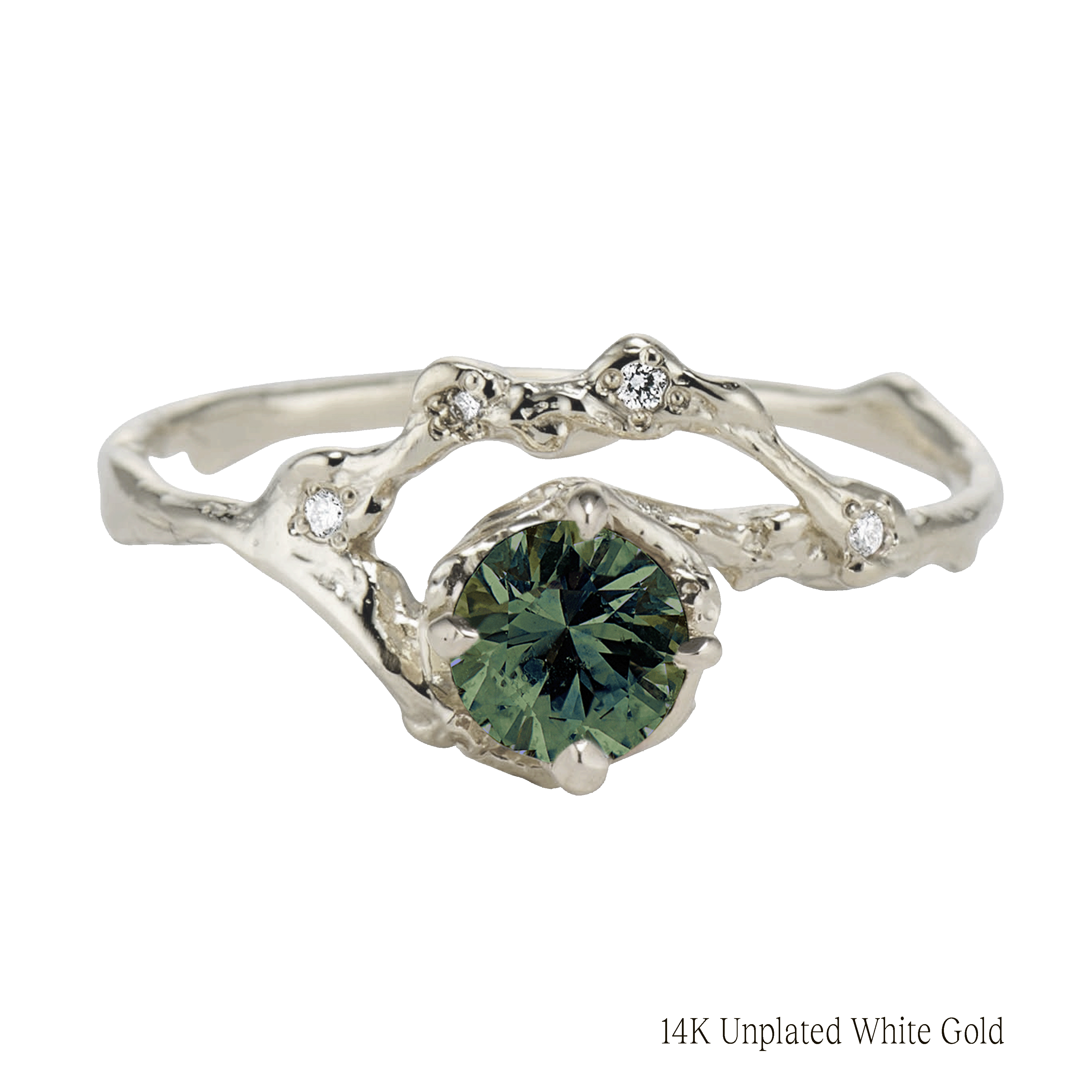 Demi Naples Half Halo w/Green Sapphire