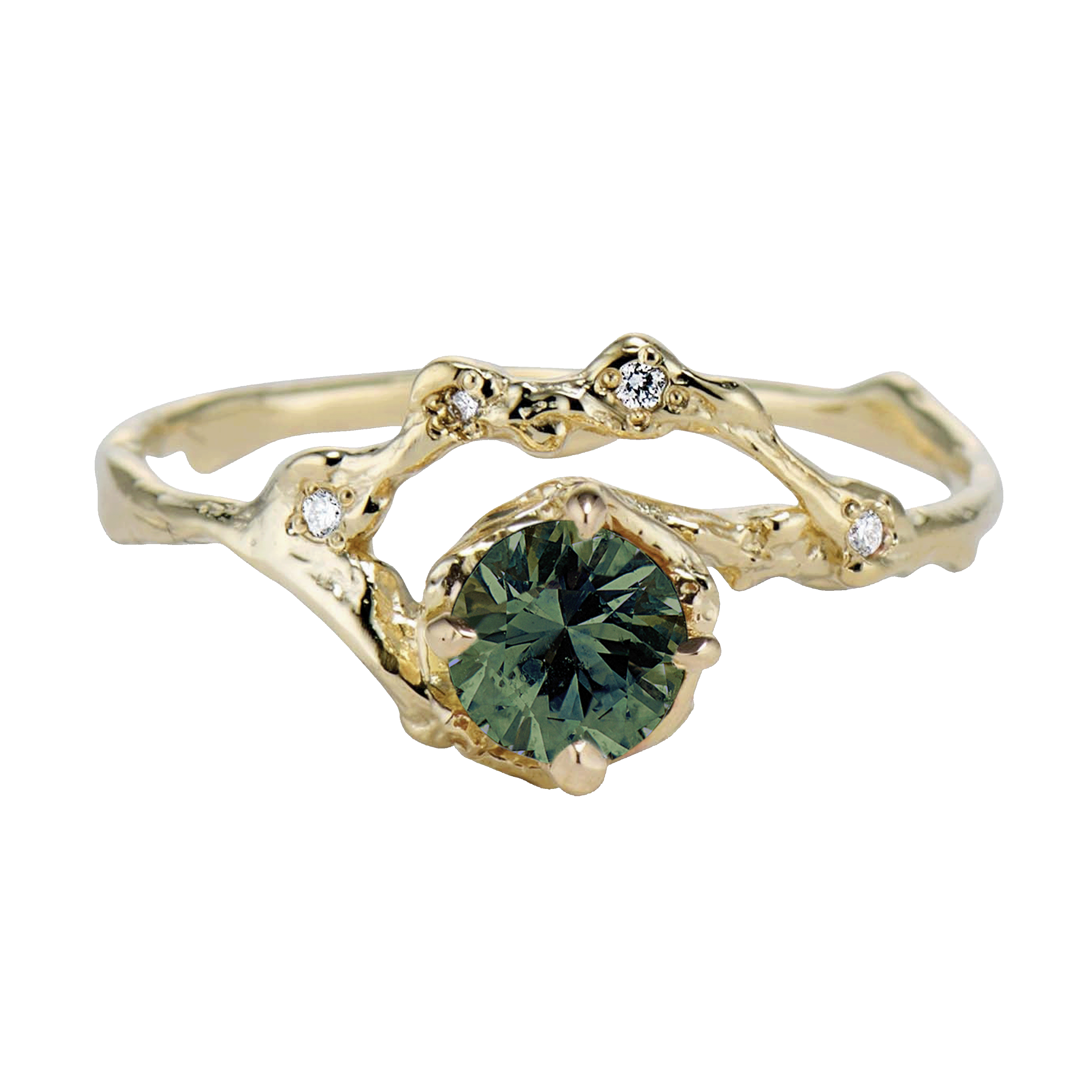 Demi Naples Half Halo w/Green Sapphire