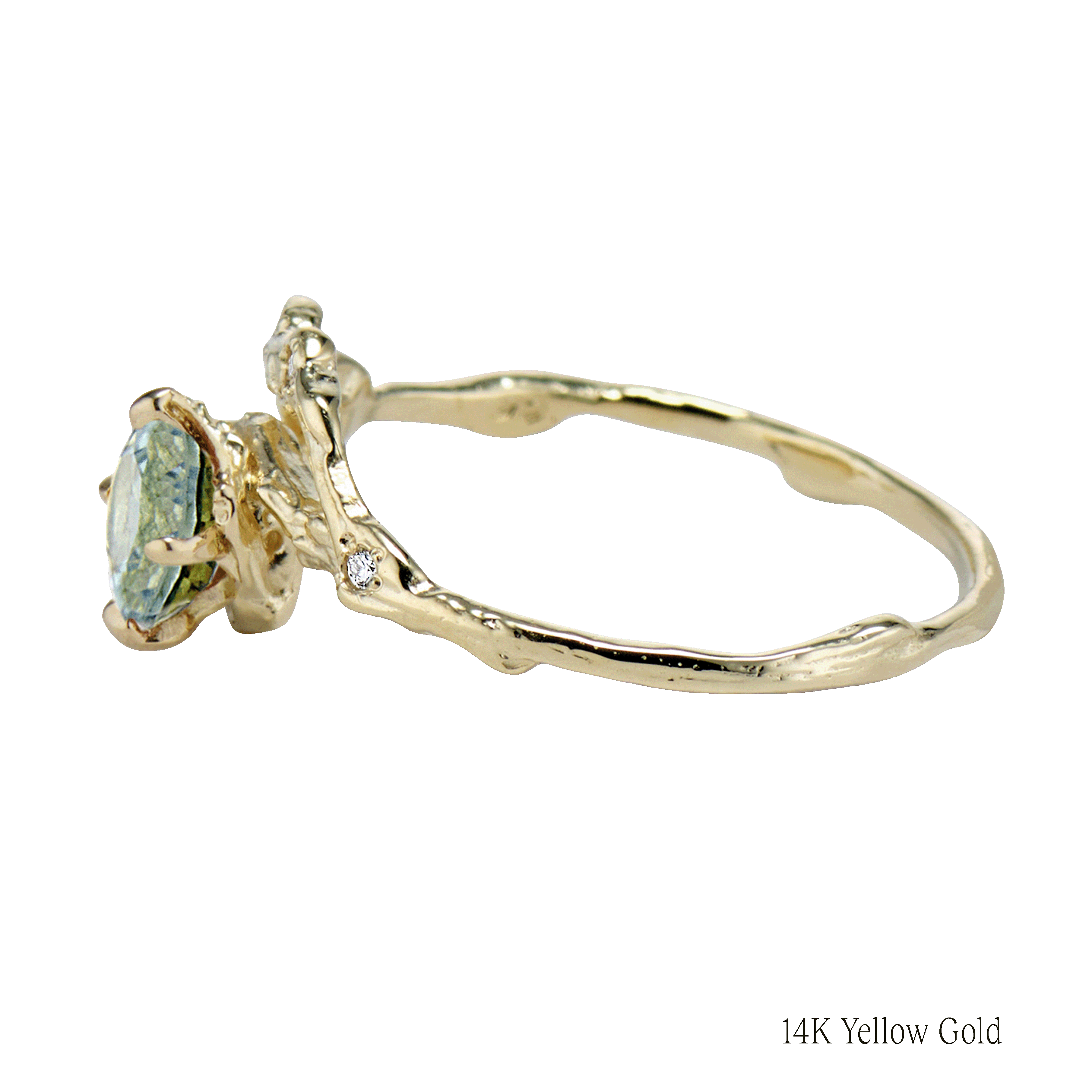 Demi Naples Half Halo w/Green Sapphire