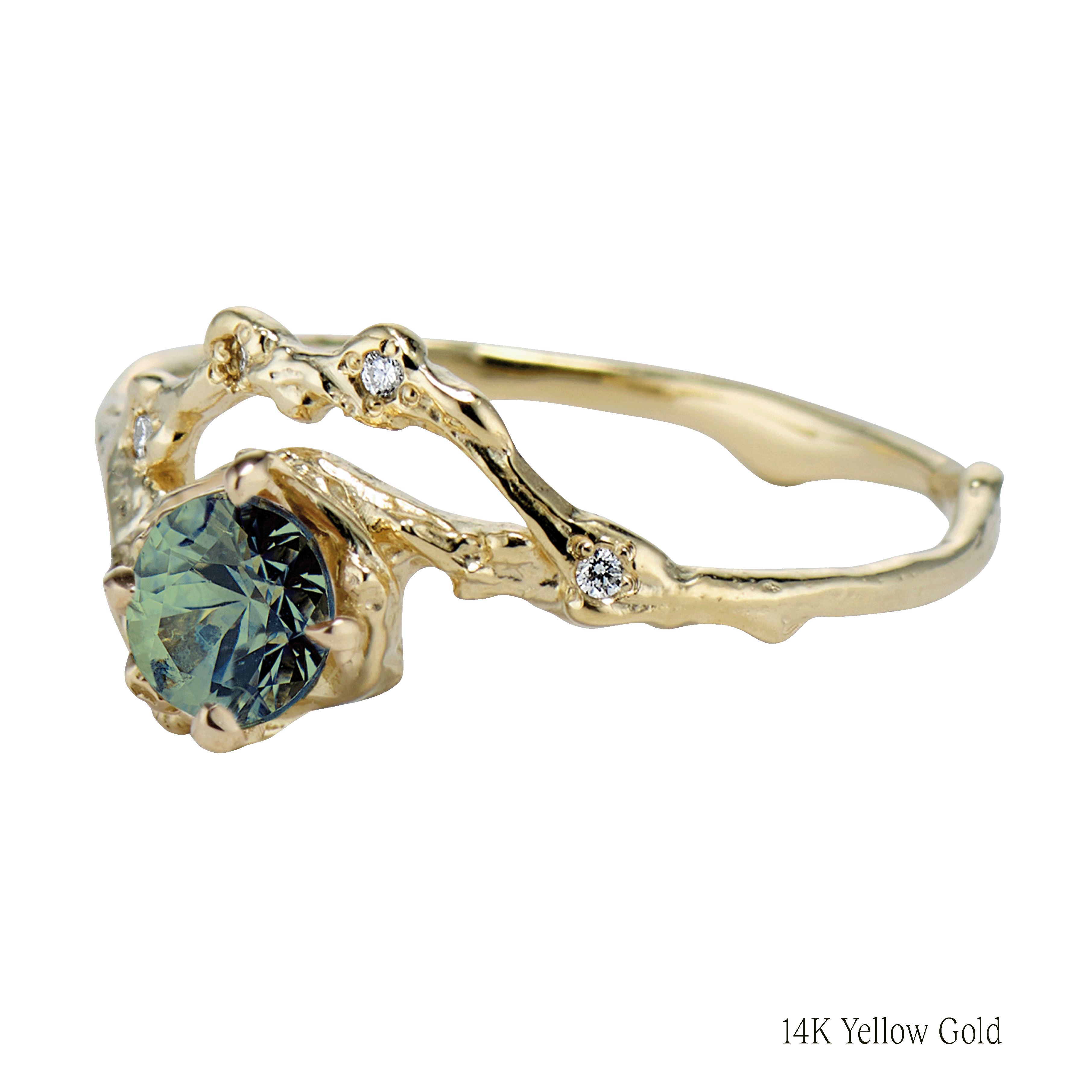 Demi Naples Half Halo w/Green Sapphire
