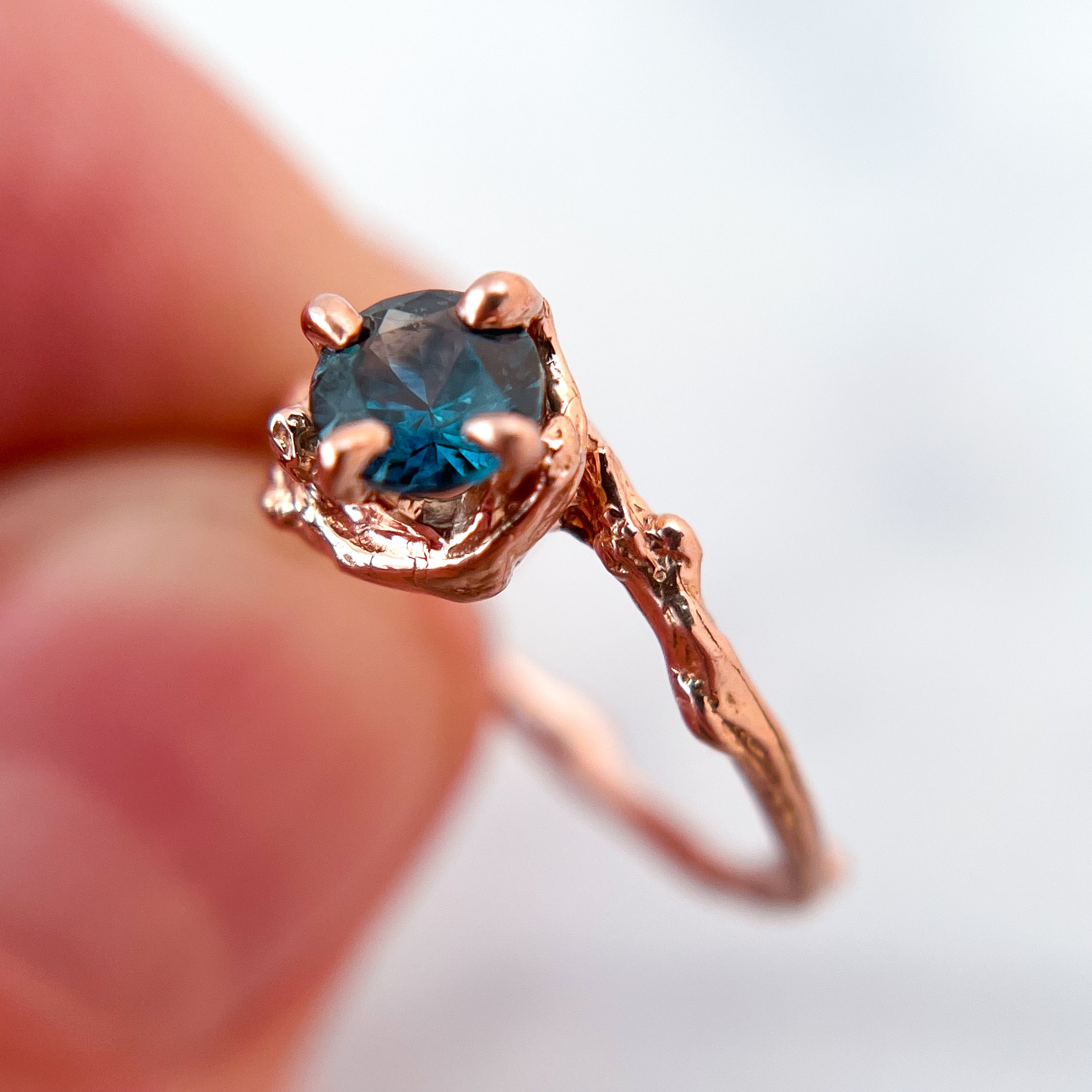 Demi Naples Teal Sapphire Solitaire
