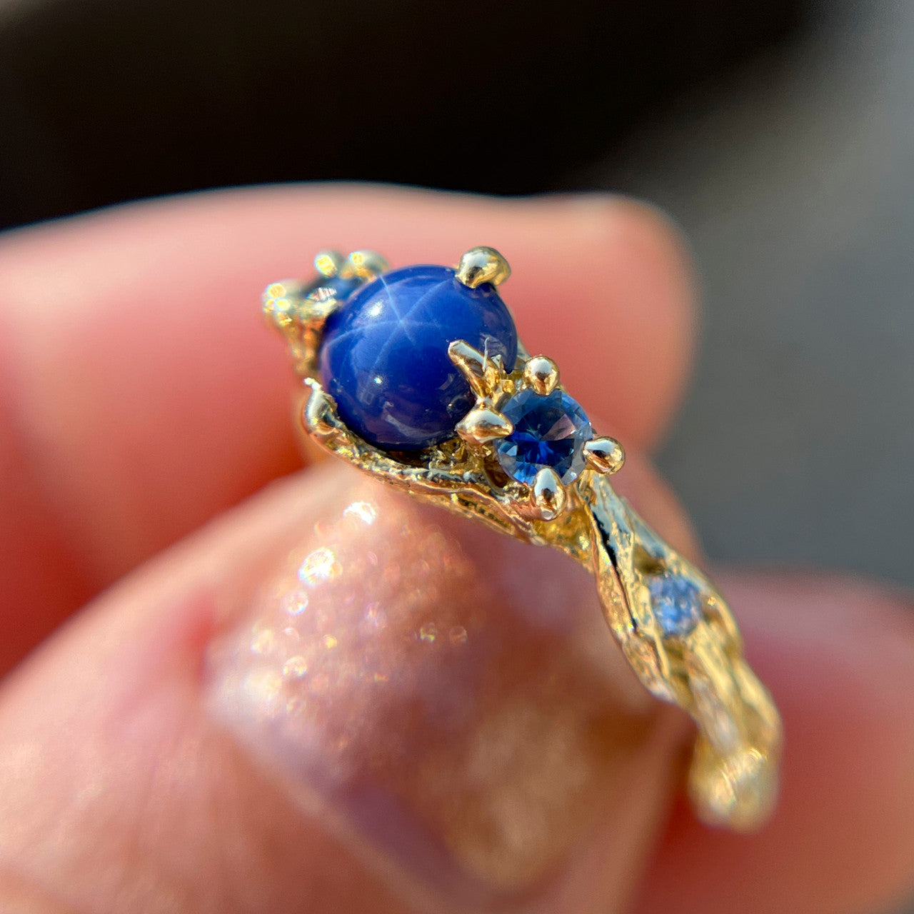 Woodland Star Sapphire Three Stone Ring - Ready To Ship