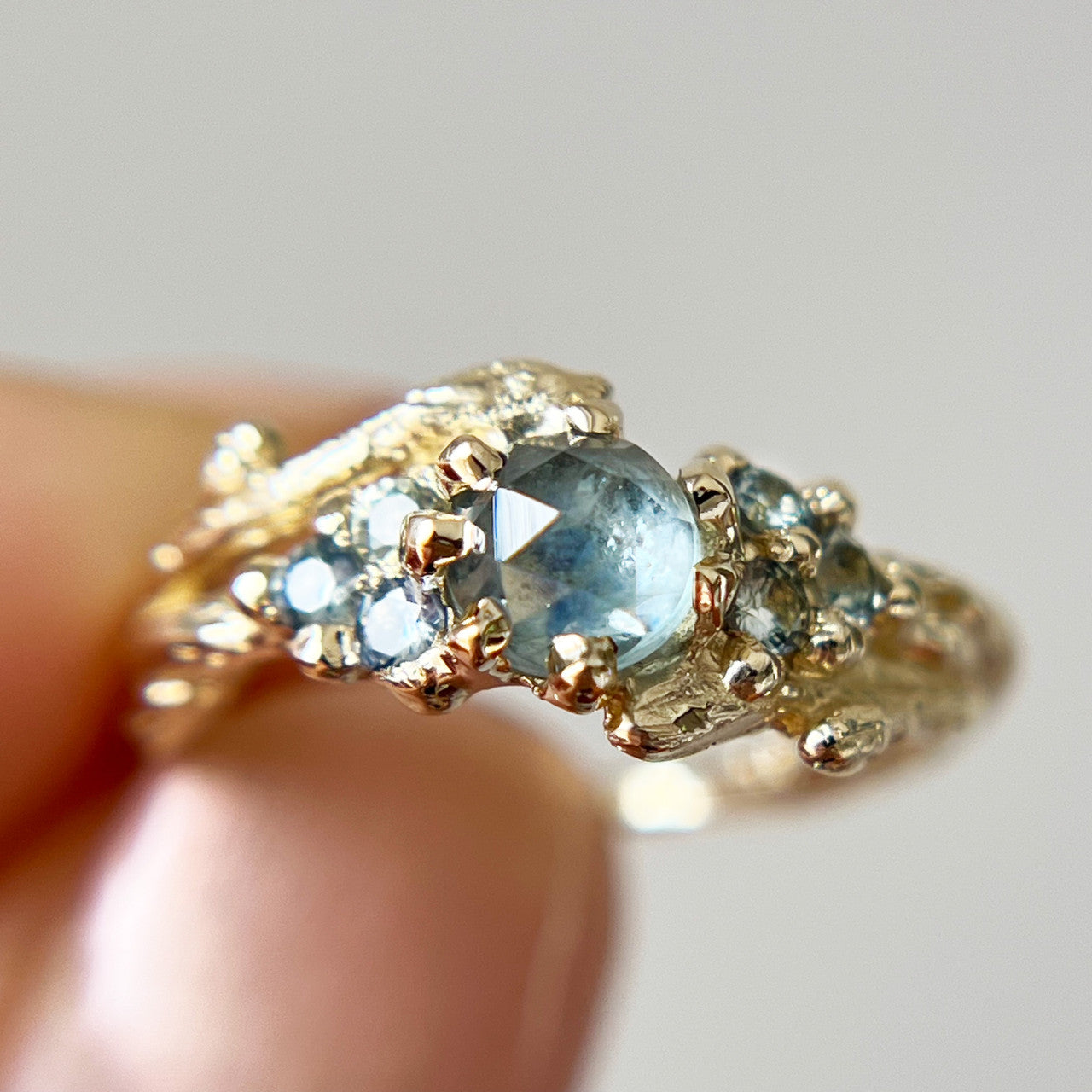OOAK - Feyre Rose Cut Montana Sapphire Ring