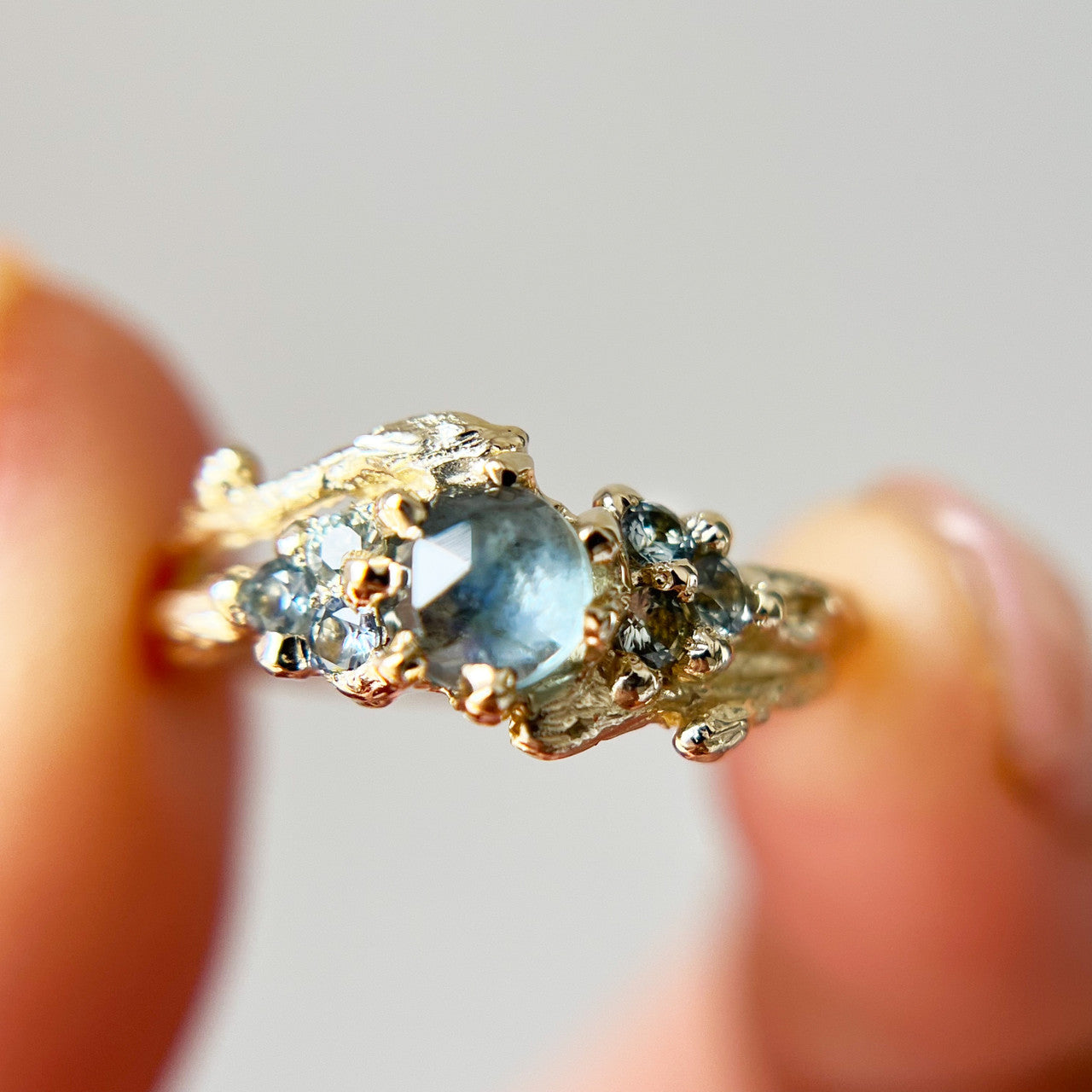 OOAK - Feyre Rose Cut Montana Sapphire Ring
