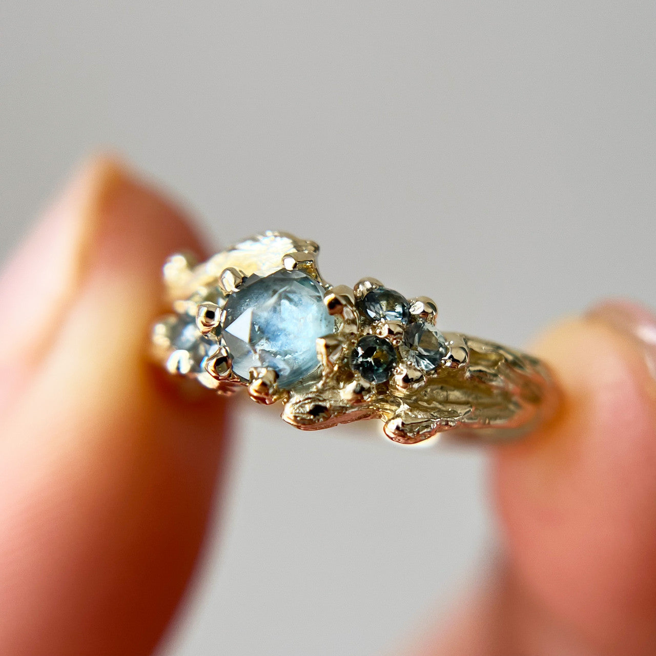 OOAK - Feyre Rose Cut Montana Sapphire Ring