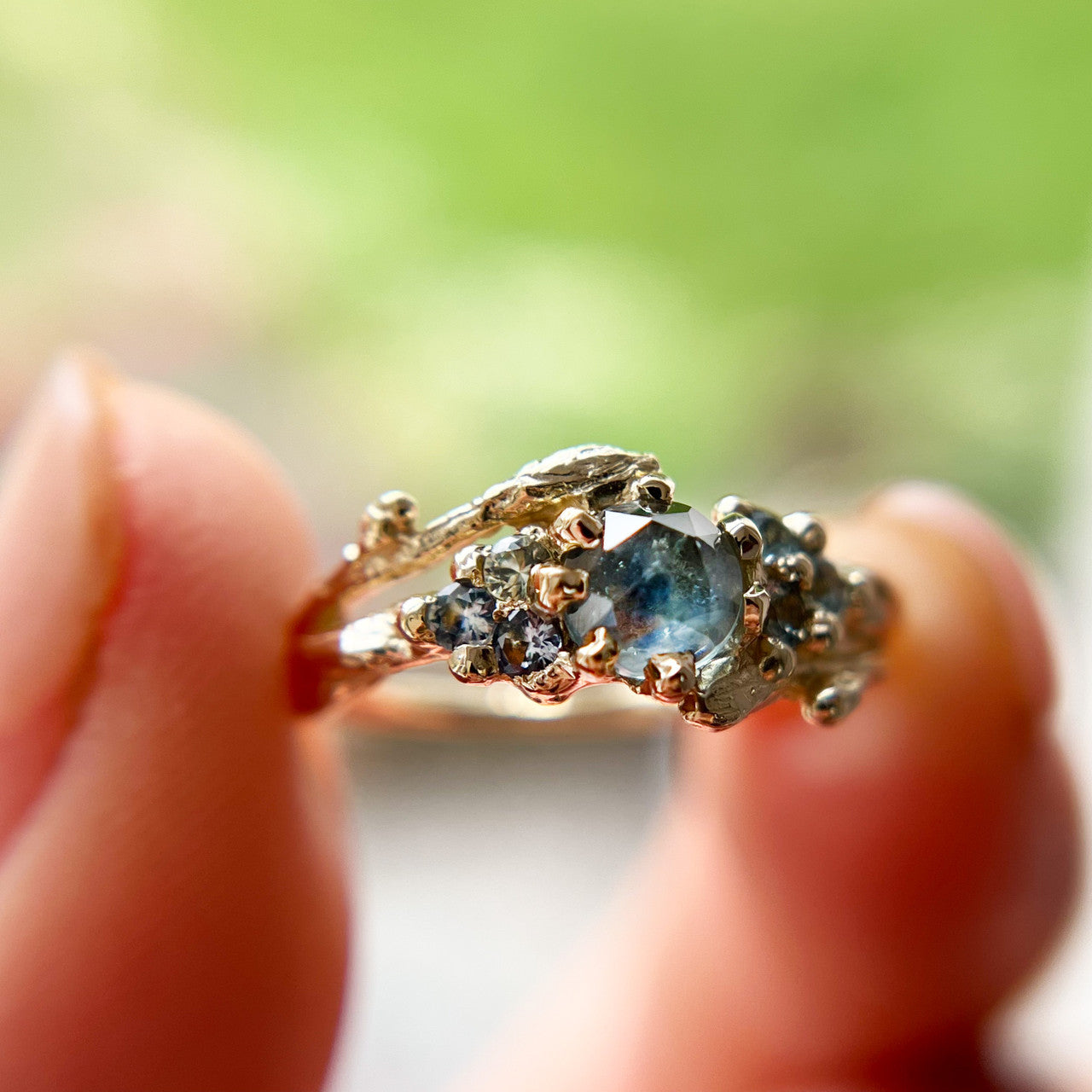 OOAK - Feyre Rose Cut Montana Sapphire Ring