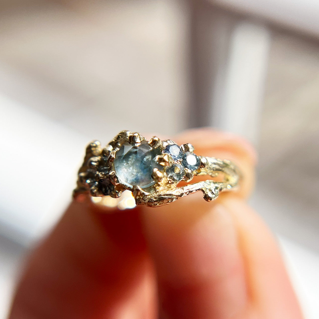 OOAK - Feyre Rose Cut Montana Sapphire Ring