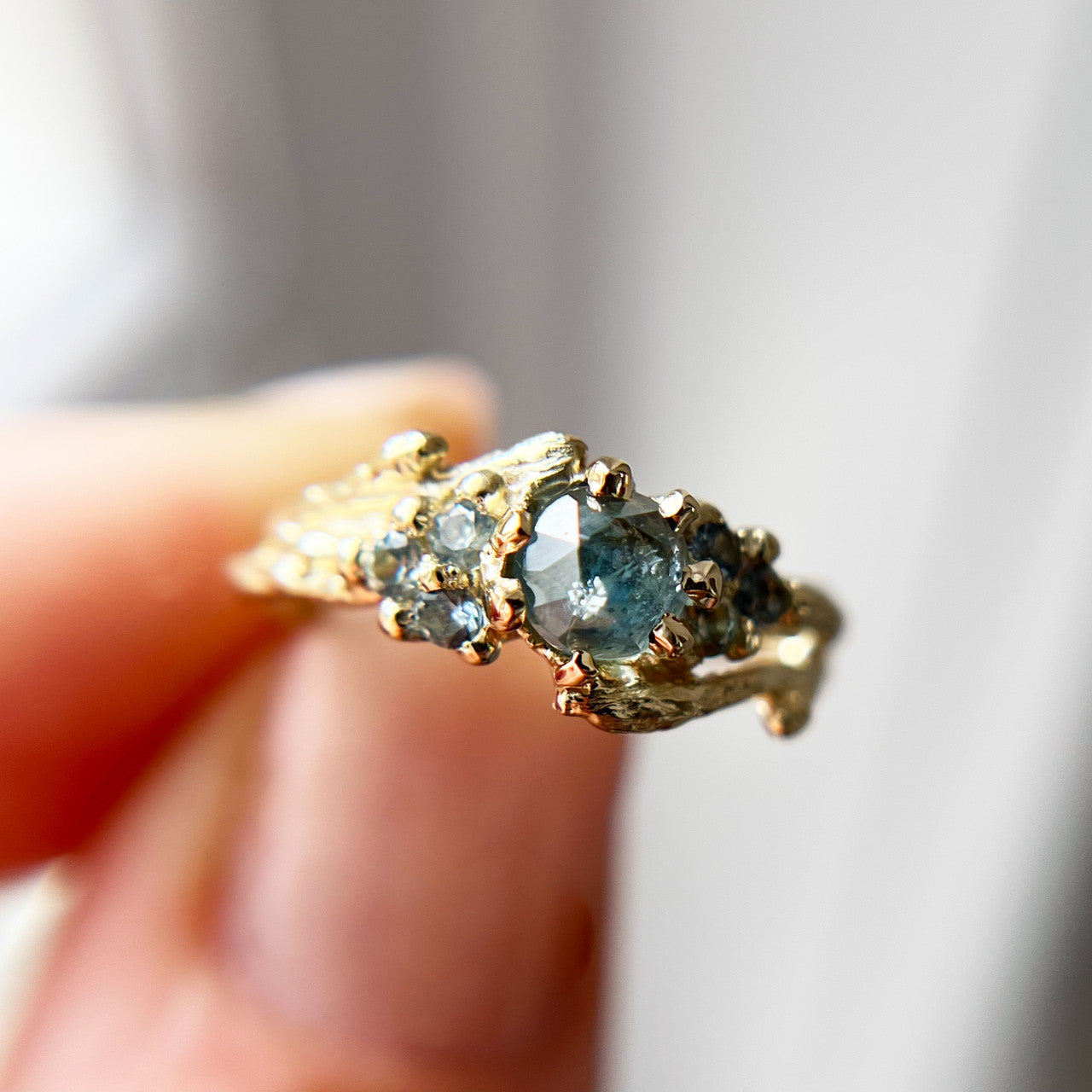 OOAK - Feyre Rose Cut Montana Sapphire Ring