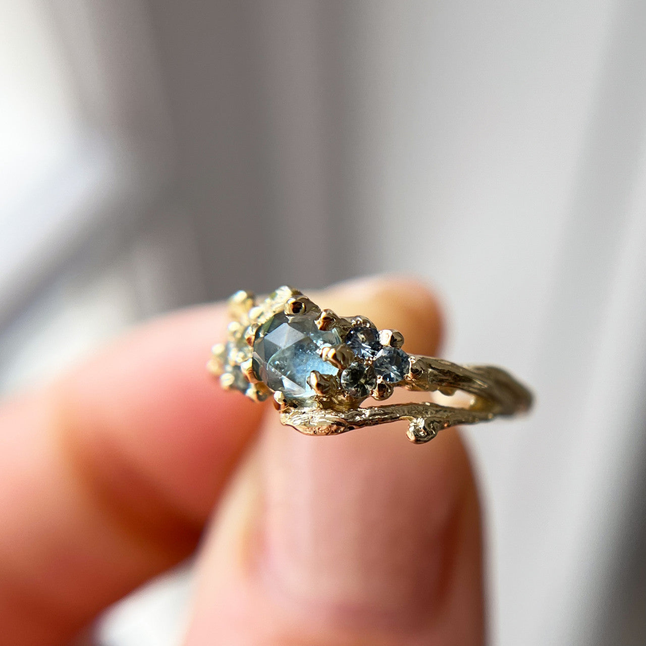 OOAK - Feyre Rose Cut Montana Sapphire Ring