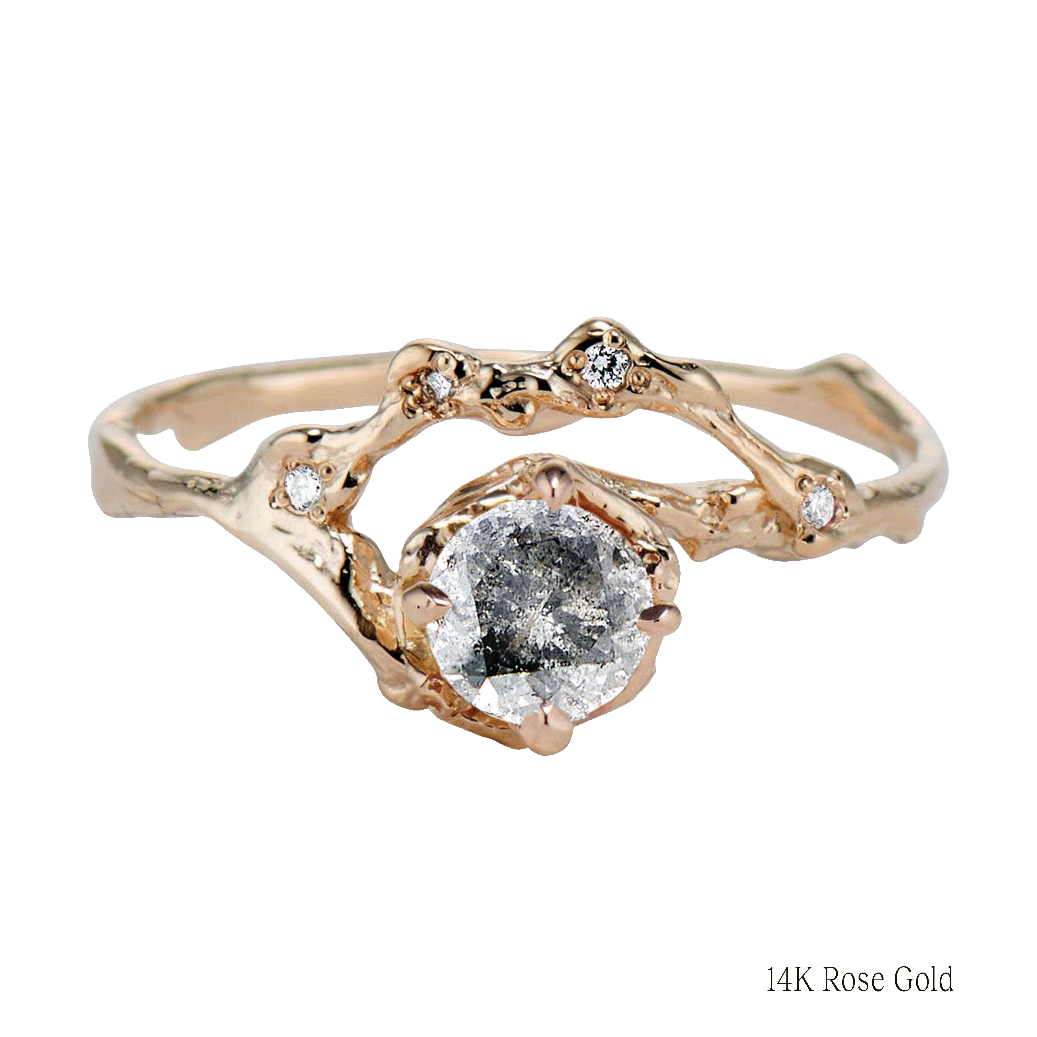 Demi Naples Half Halo w/Salt & Pepper Diamond