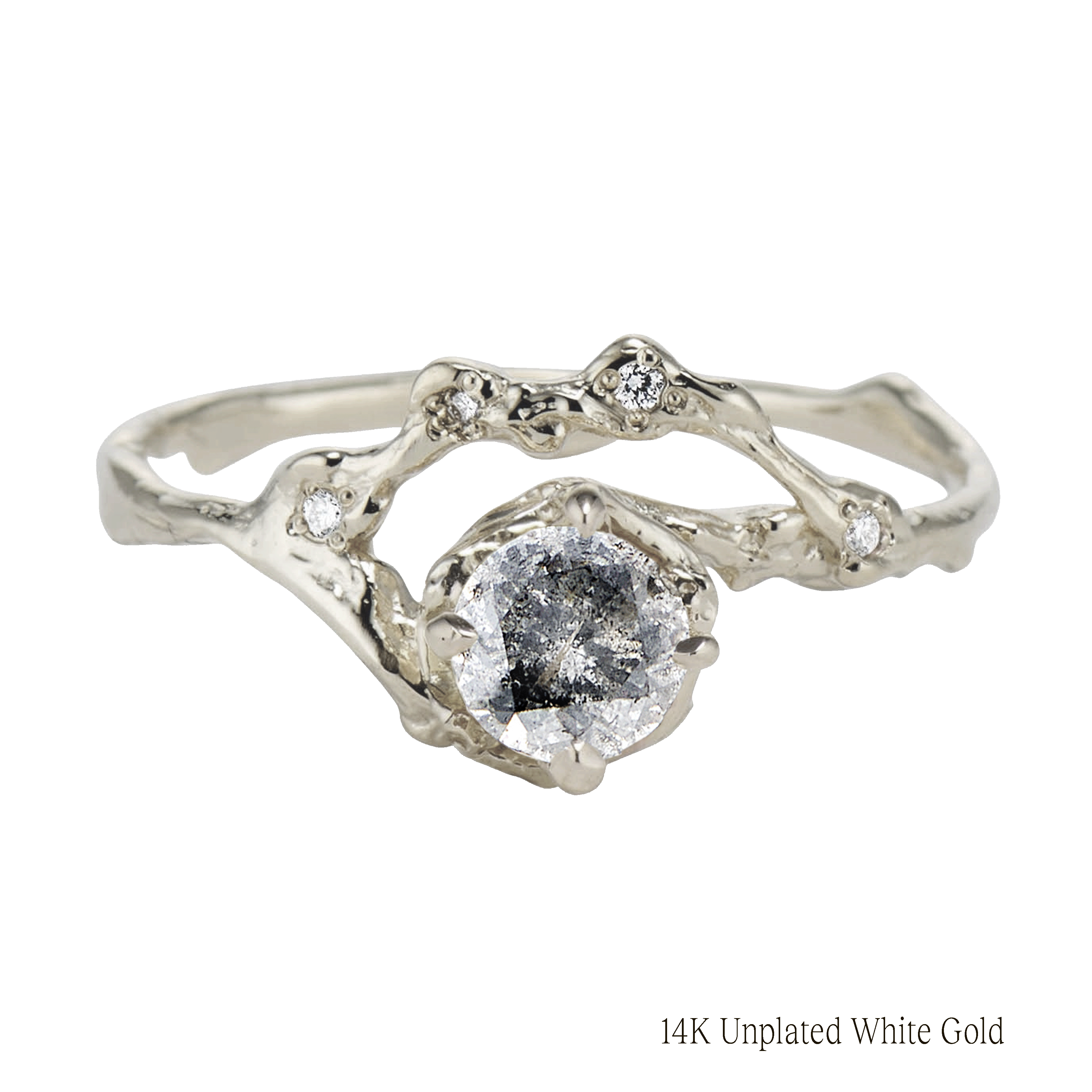 Demi Naples Half Halo w/Salt & Pepper Diamond
