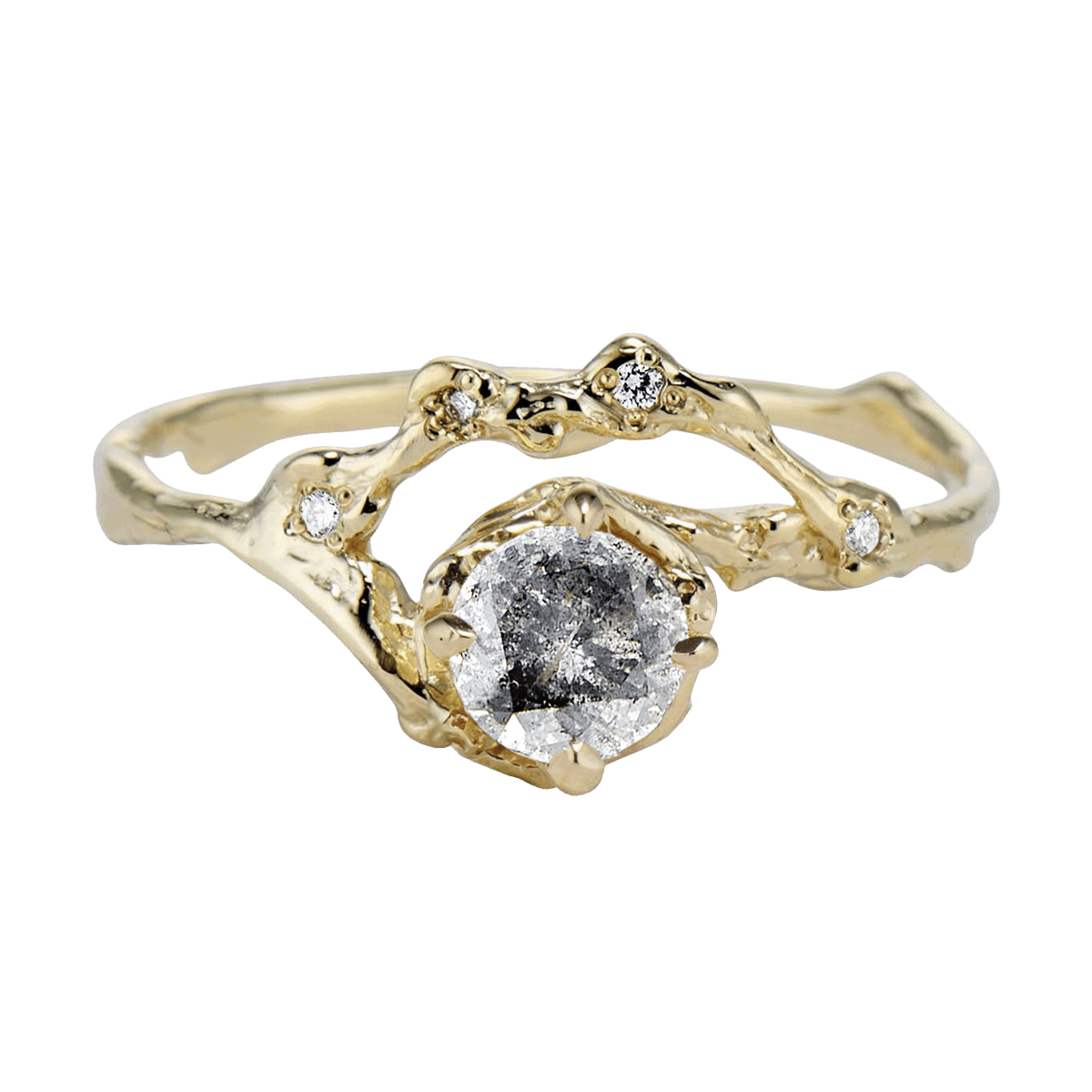 Demi Naples Half Halo w/Salt & Pepper Diamond
