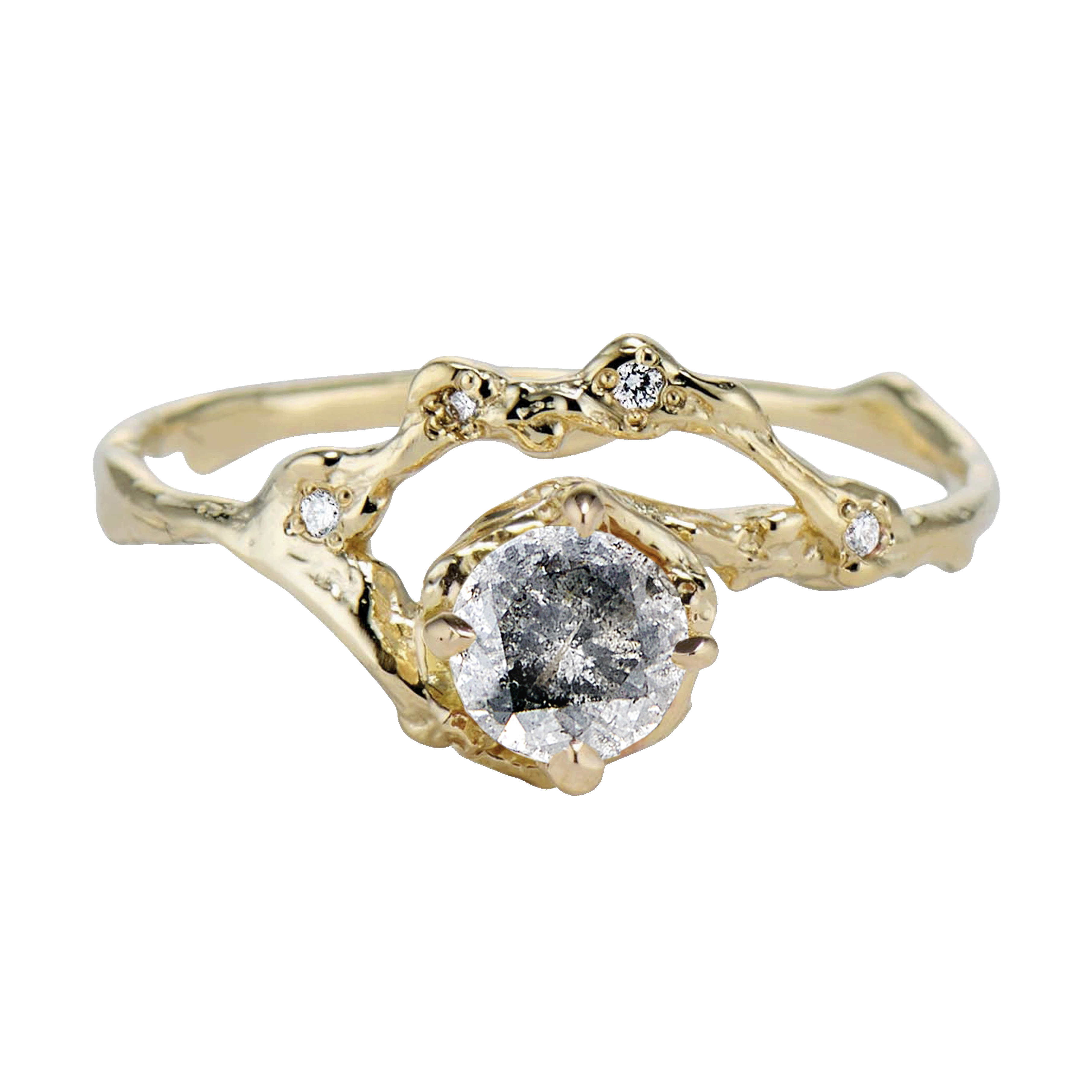Demi Naples Half Halo w/Salt & Pepper Diamond