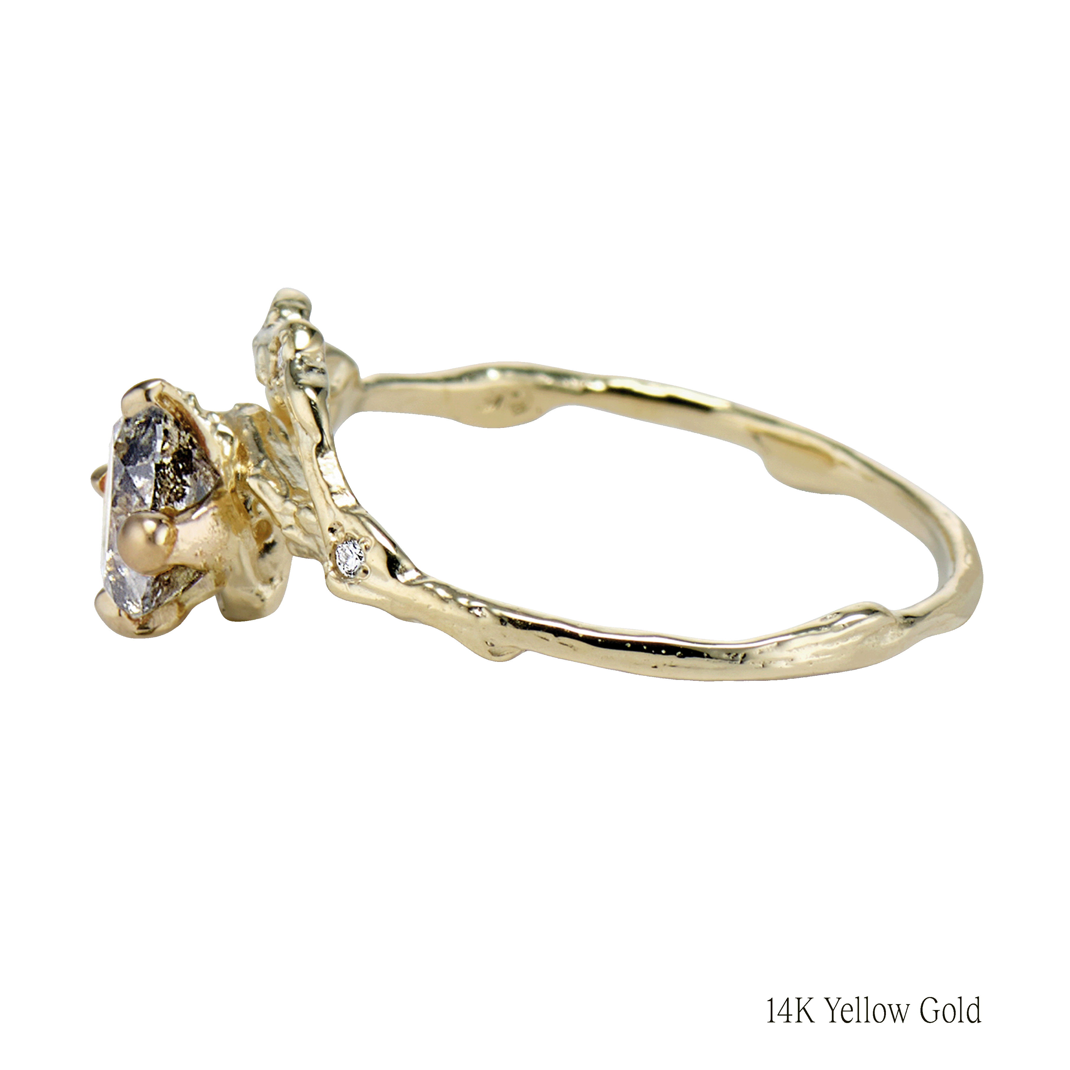 Demi Naples Half Halo w/Salt & Pepper Diamond