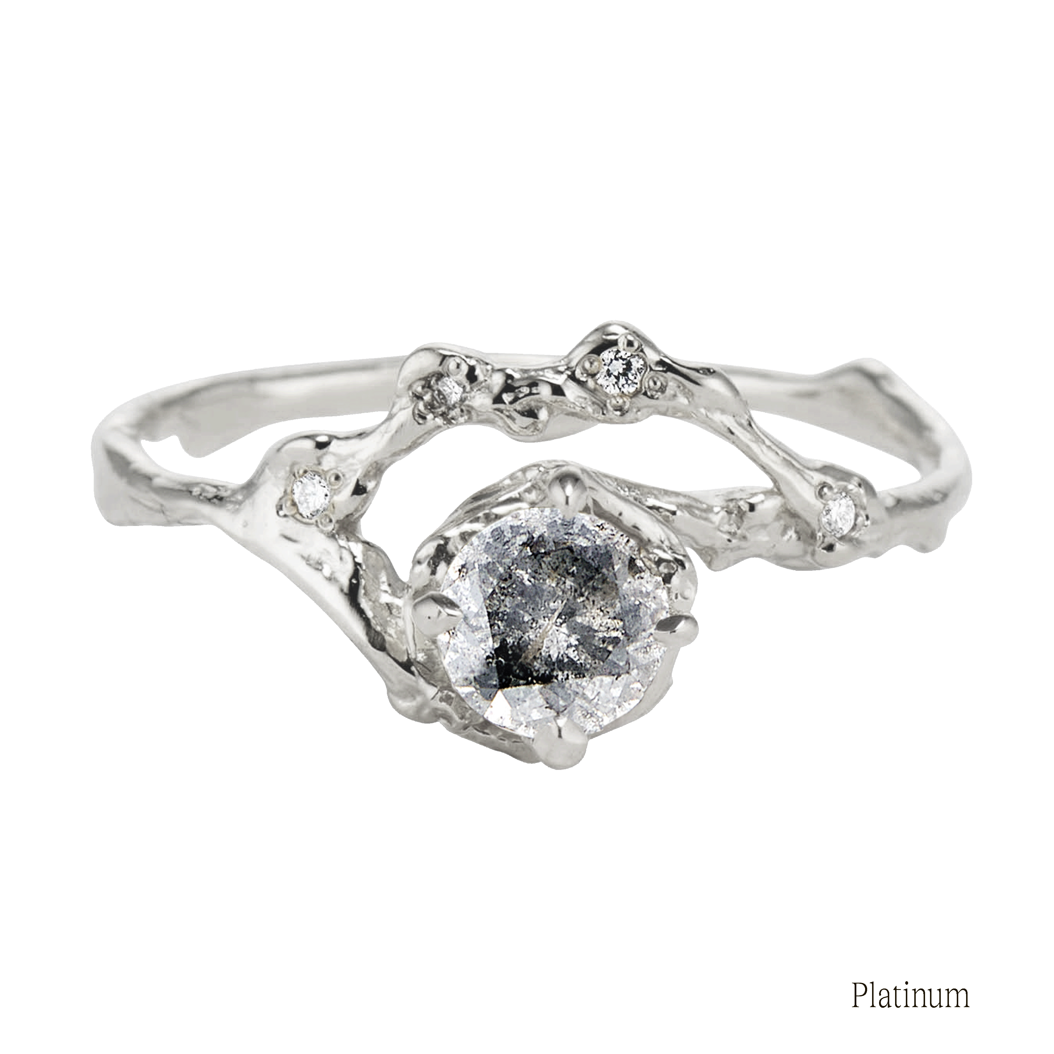 Demi Naples Half Halo w/Salt & Pepper Diamond