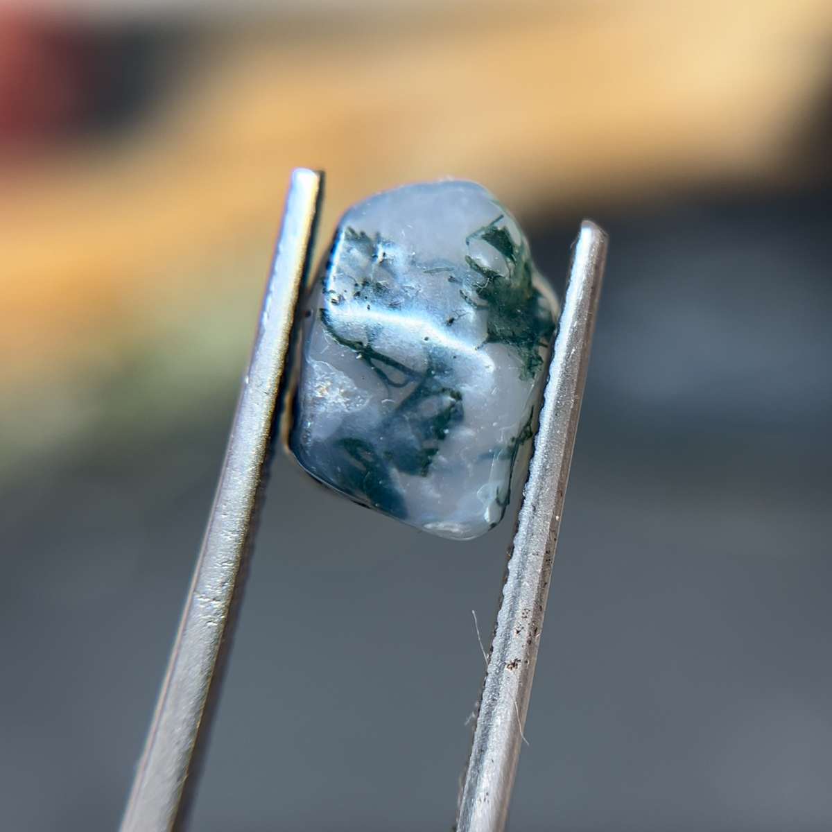 Veined Uncut Moss Agate