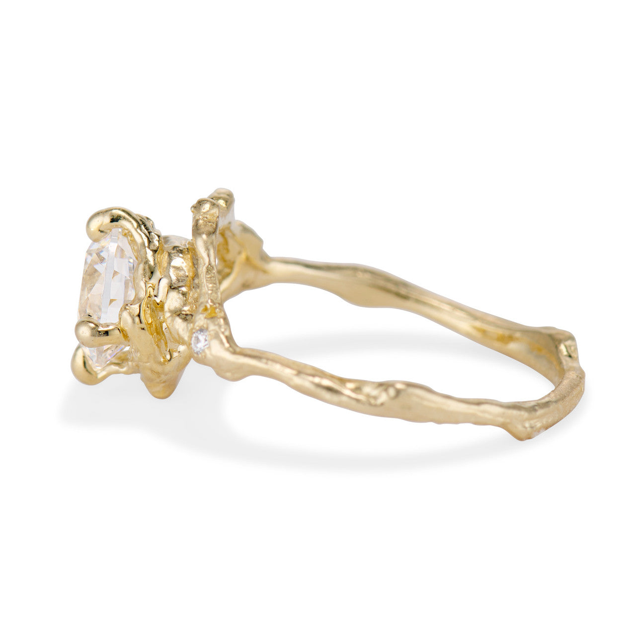 14K Yellow Gold Naples Grande Diamond Half Halo Ring by Olivia Ewing Jewelry