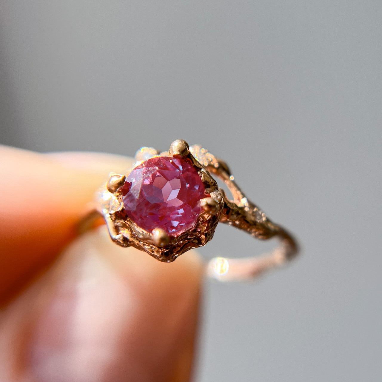 14K Rose Gold Naples Alexandrite Half Halo Ring