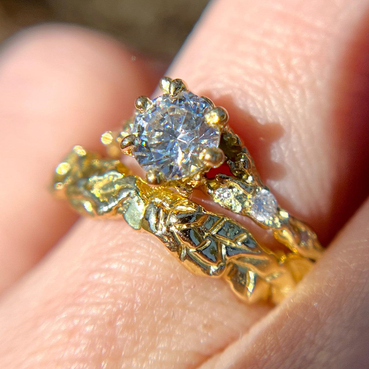 14K Yellow Gold Vine and Leaf Band by Olivia Ewing Jewelry