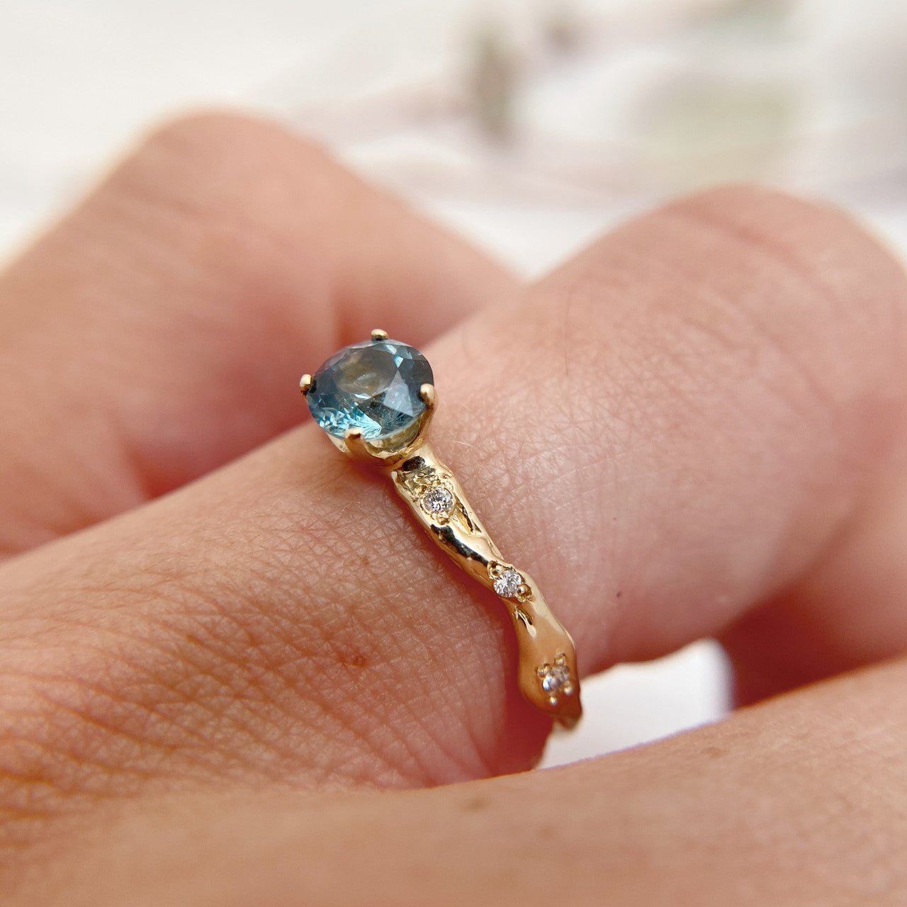Braided Naples Solitaire w/Montana Sapphire - Ready To Ship