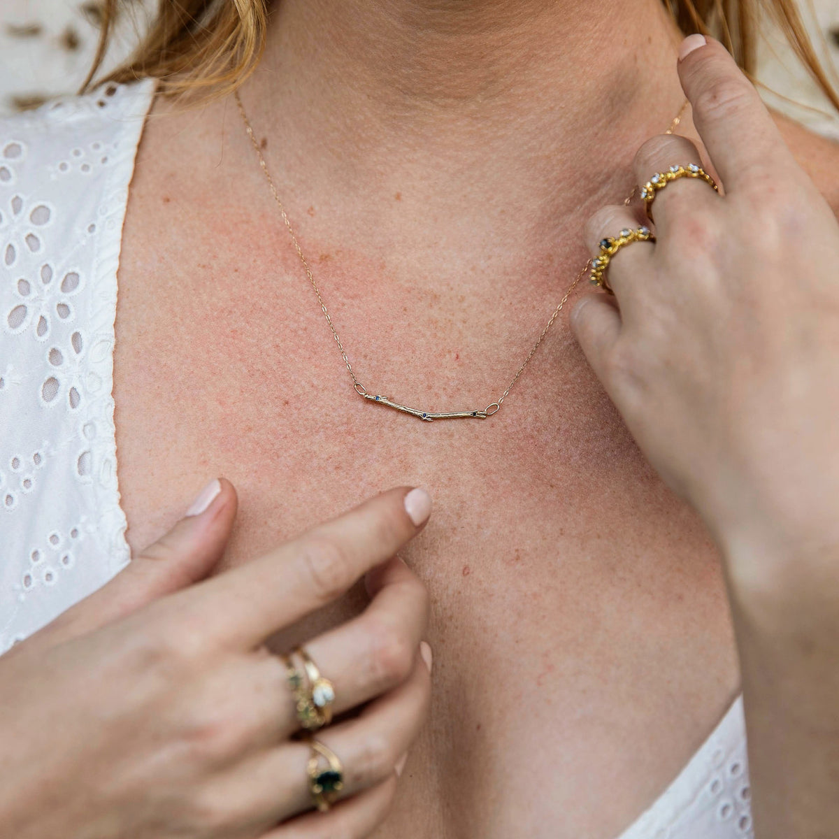 14K yellow gold bridal necklace by Olivia Ewing Jewelry