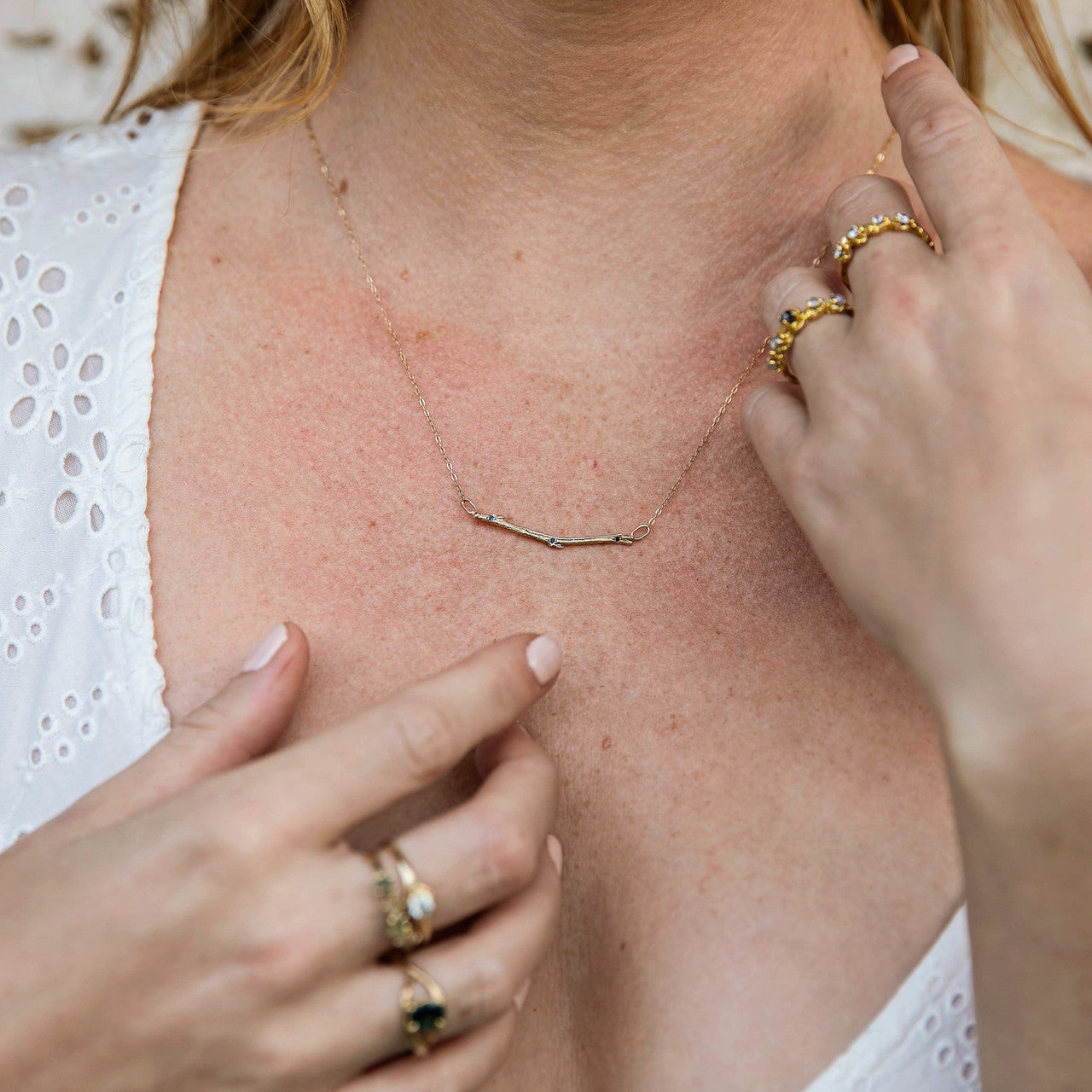 14K yellow gold bridal necklace by Olivia Ewing Jewelry