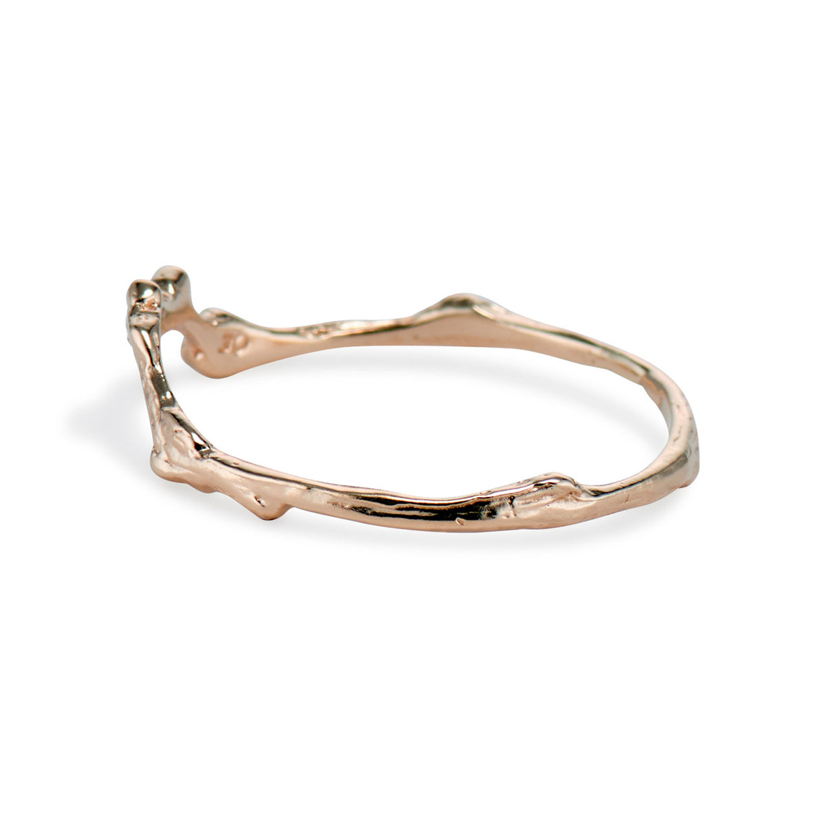 Curved wedding band with diamonds by Olivia Ewing Jewelry