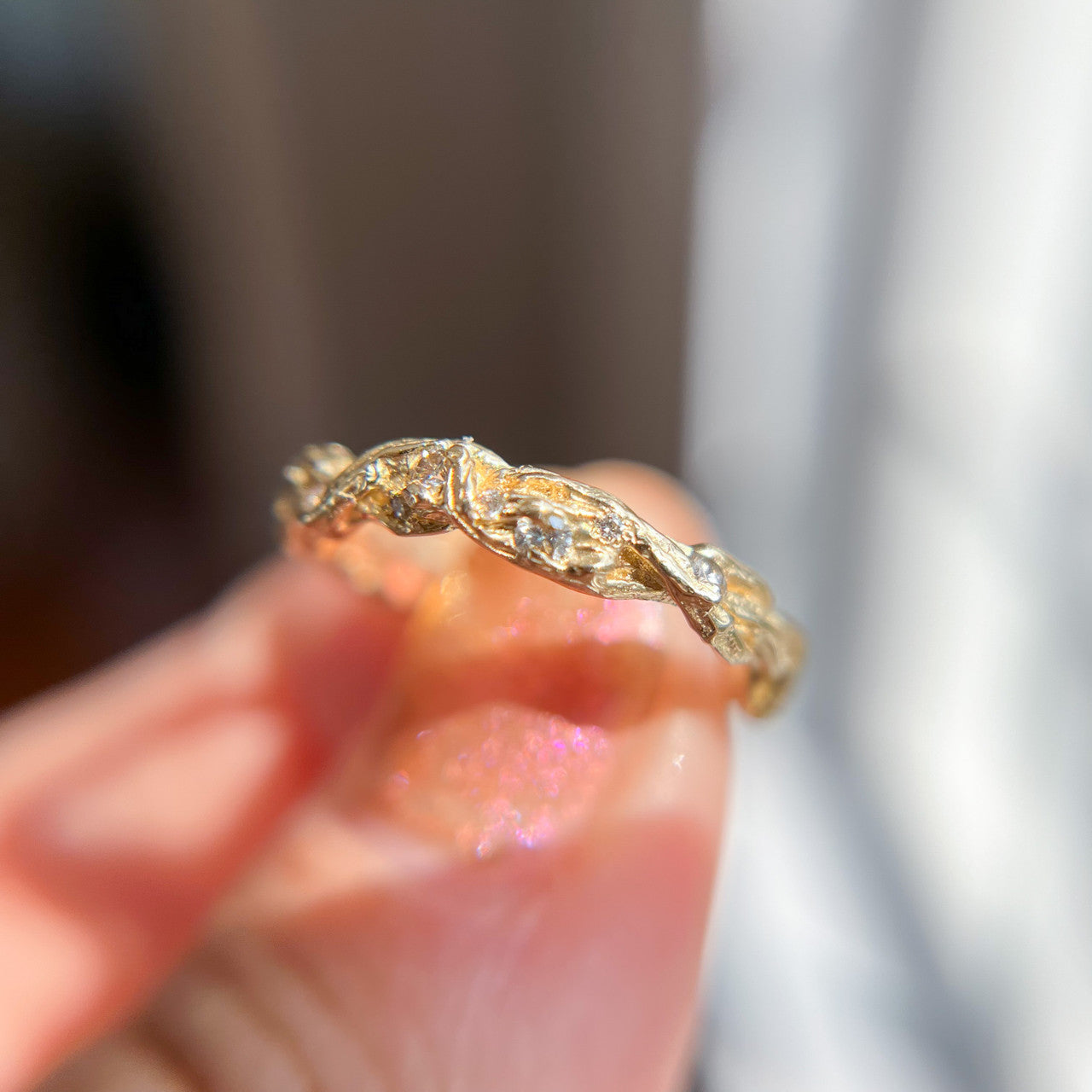 14K Yellow Gold Woodland Diamond Ring by Olivia Ewing Jewelry