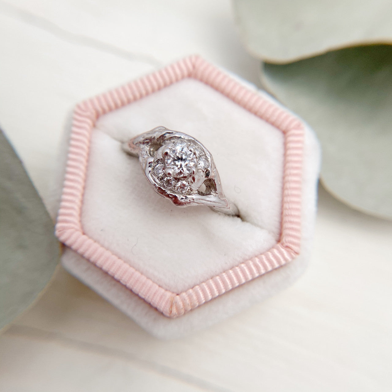 Harmony Diamond Halo Ring - Ready To Ship
