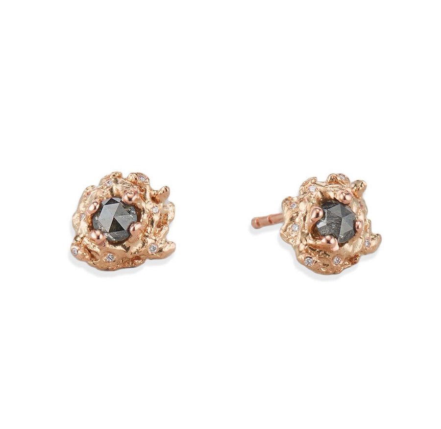 Rose Gold Isla Grey Diamond Earrings by Olivia Ewing Jewelry