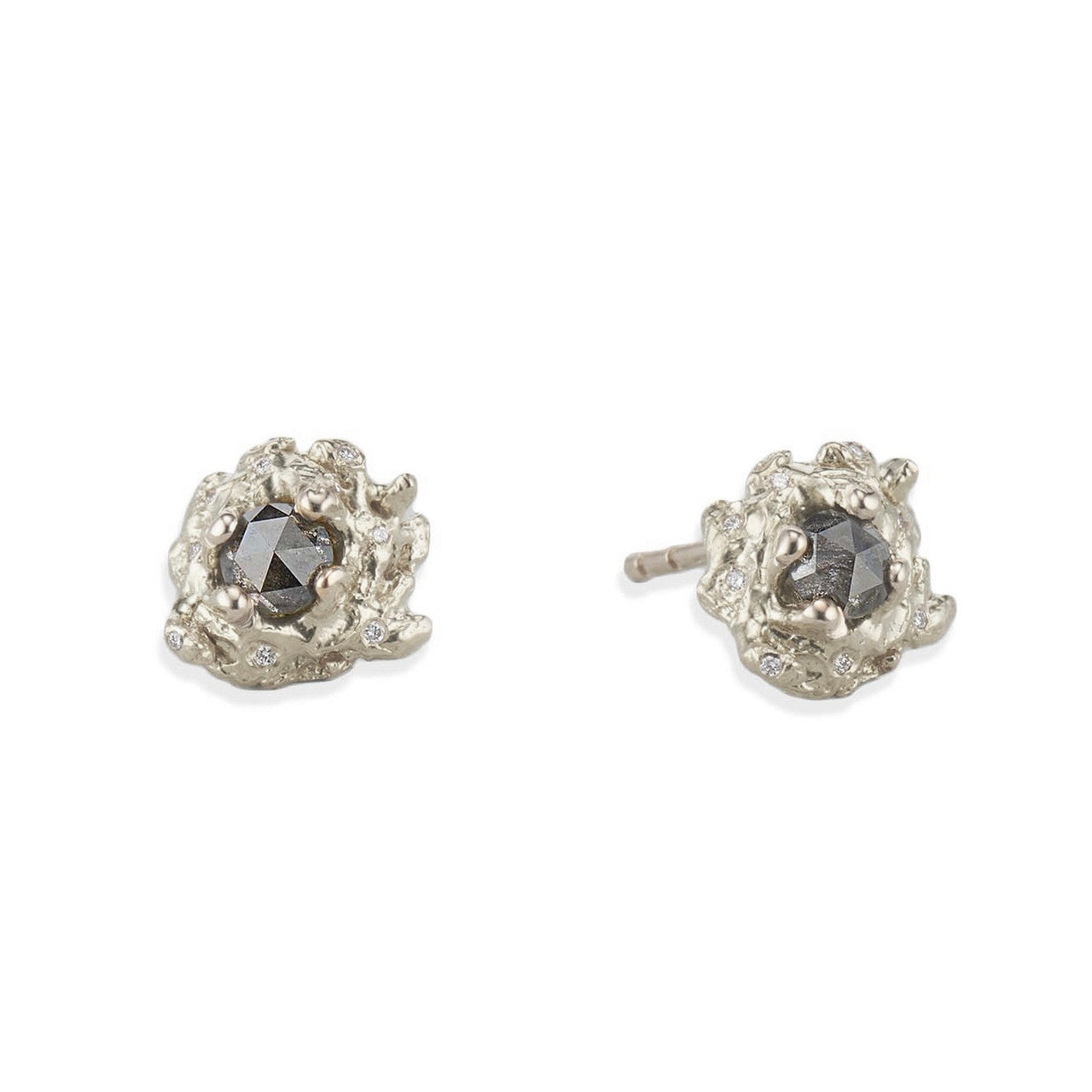 White Gold Isla Grey Diamond Earrings by Olivia Ewing Jewelry