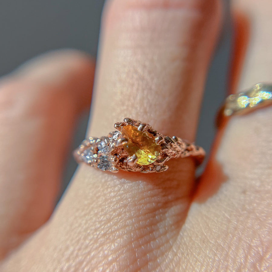 14K Rose Gold Juniper Citrine & Diamond Cluster Ring