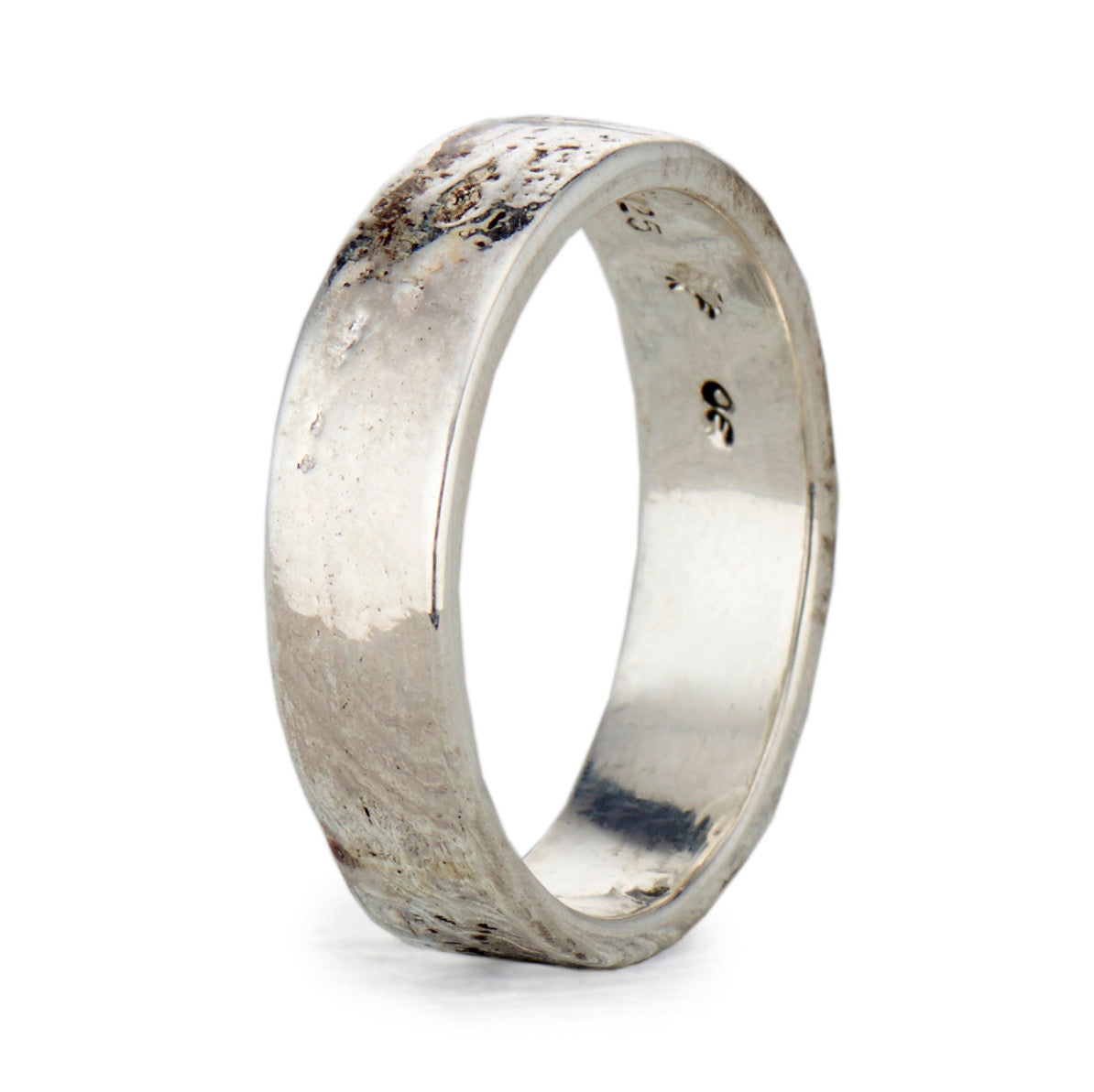 Men's bark wedding band by Olivia Ewing Jewelry