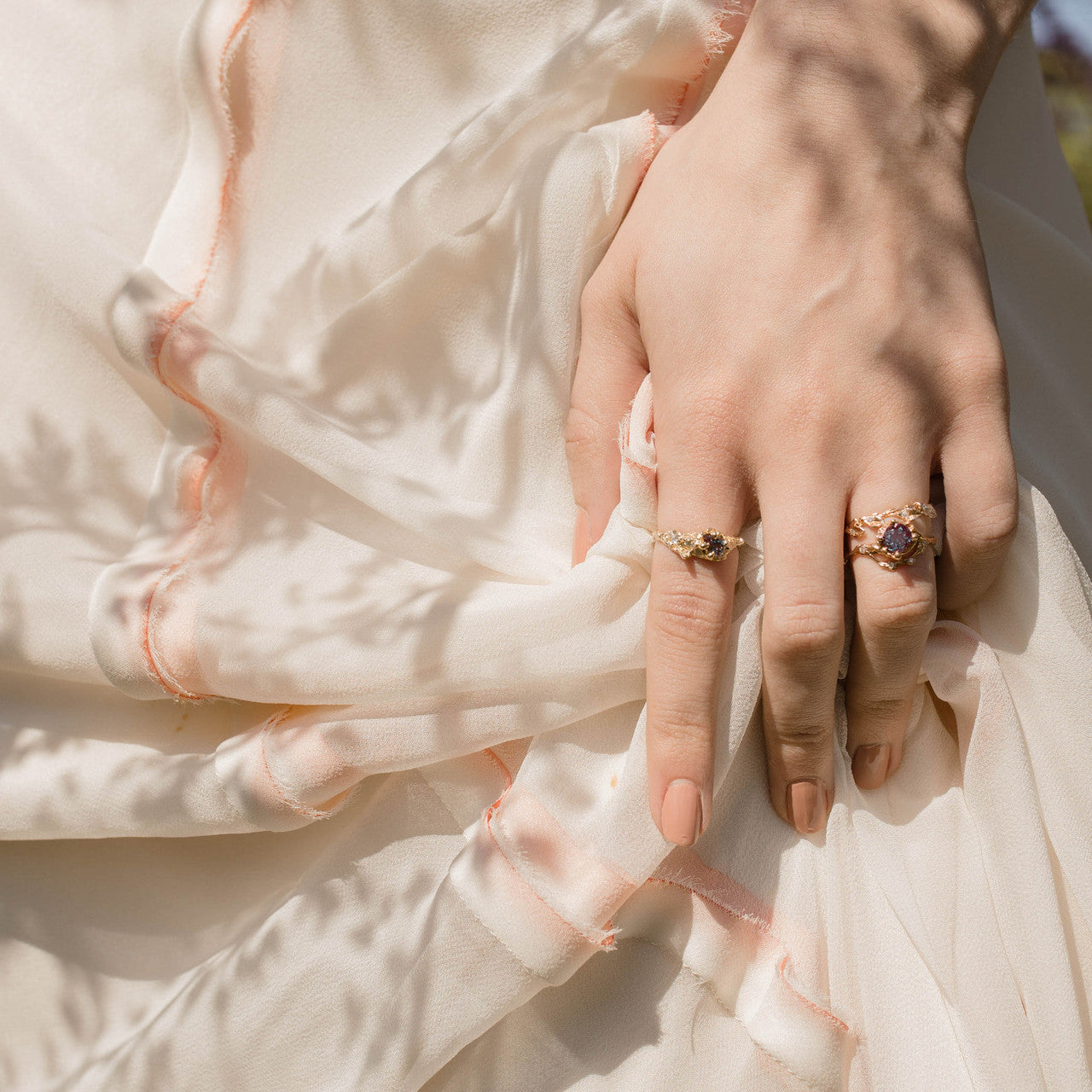 14K Yellow Gold Naples Alexandrite Half Halo Ring by Olivia Ewing Jewelry