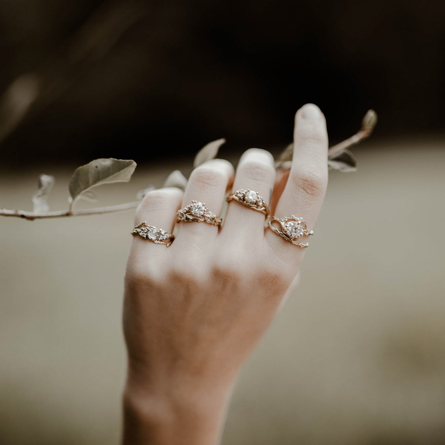 14K Rose Gold Naples Diamond Half Halo Ring by Olivia Ewing Jewelry