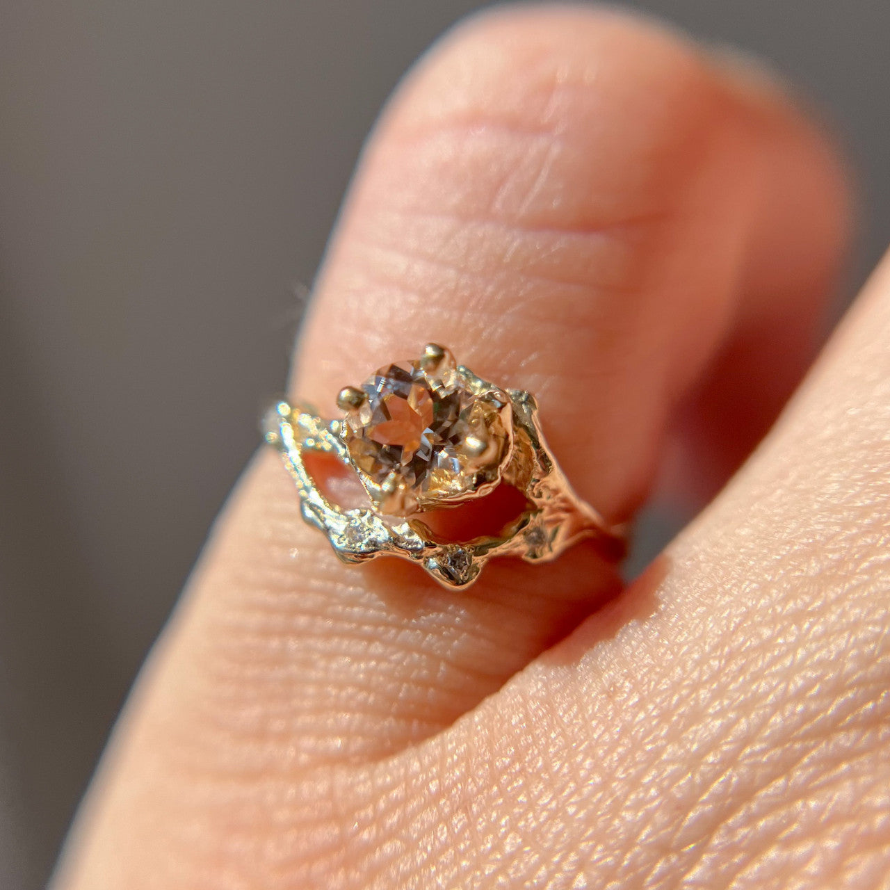 Demi Naples Morganite Half Halo