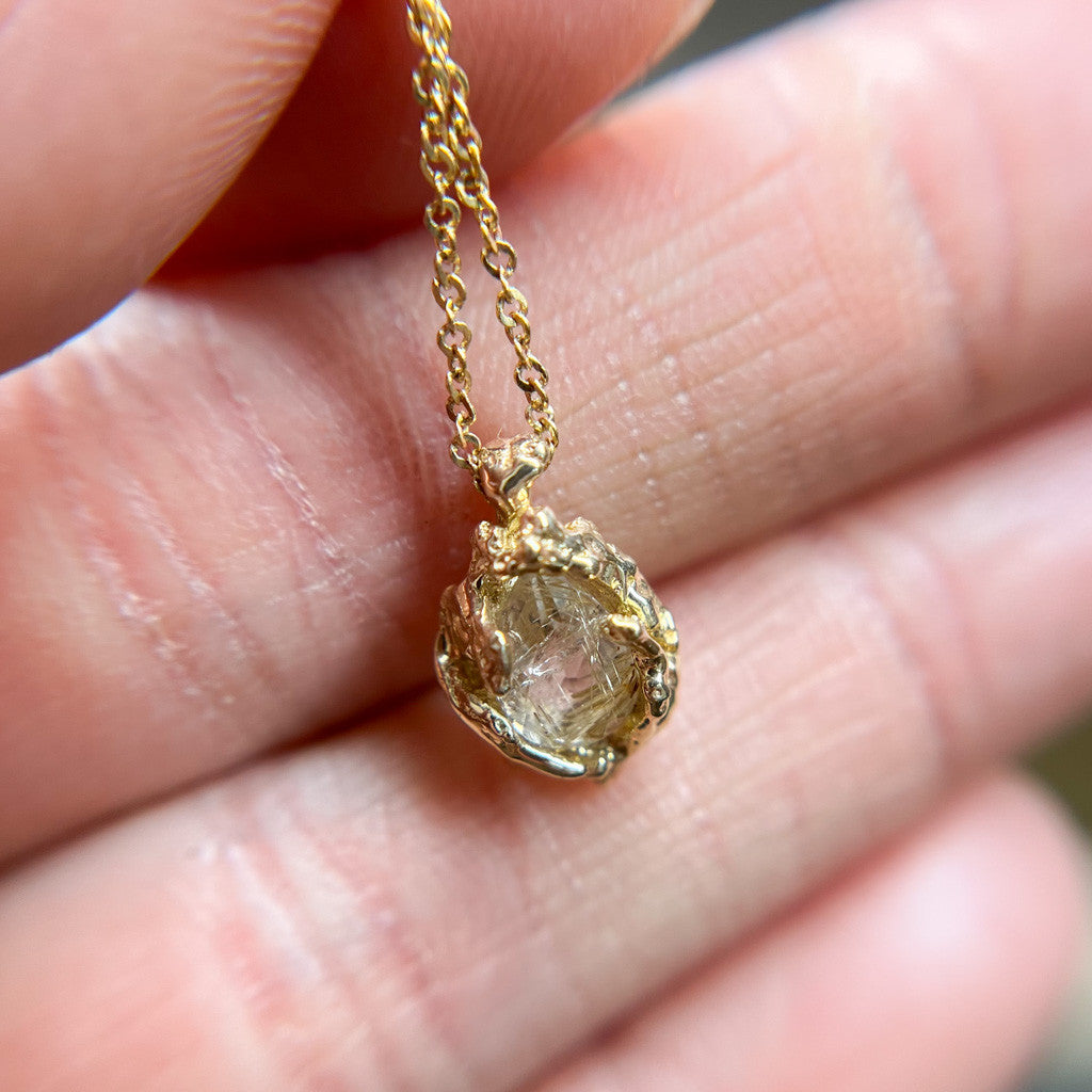 14K Yellow Gold Naples Tear Drop Quartz Necklace