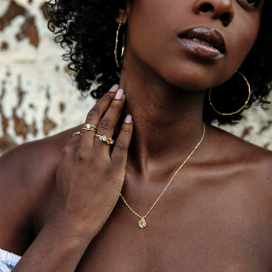 Naples Gold Quartz Teardrop Necklace by Olivia Ewing Jewelry