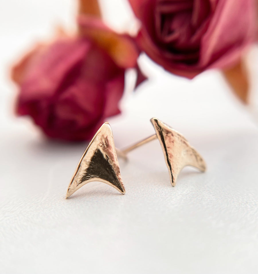 14KT Yellow Gold Rose Thorn Earrings by Olivia Ewing Jewelry