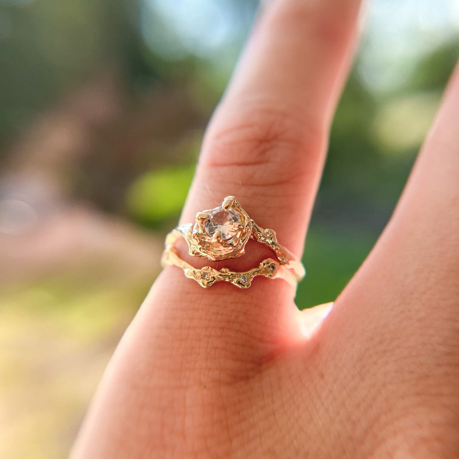 14K Yellow Gold Petite Naples Diamond Solitaire Ring by Olivia Ewing Jewelry